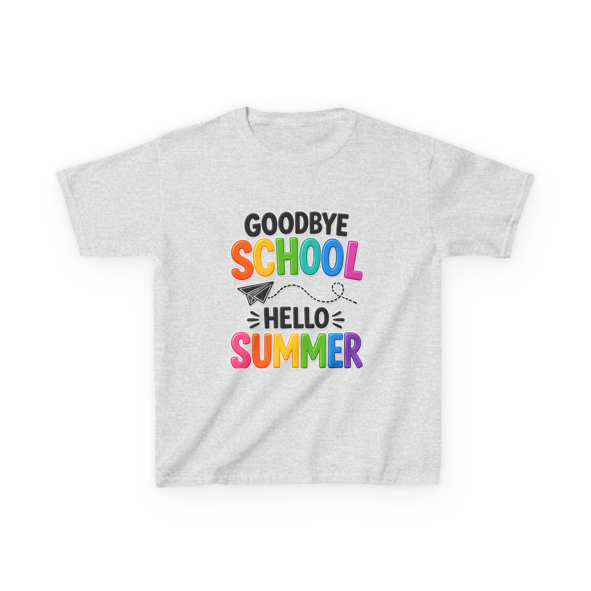 Kids Tee — "Goodbye School, Hello Summer" Colorful End-of-Year Shirt