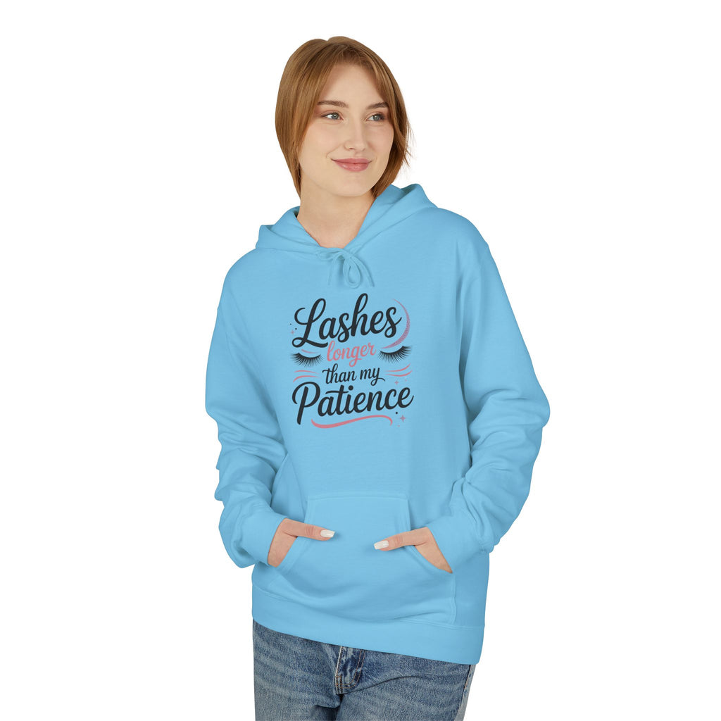 Hoodie — “Lashes to Live By: Patience” Beauty Quote Pullover