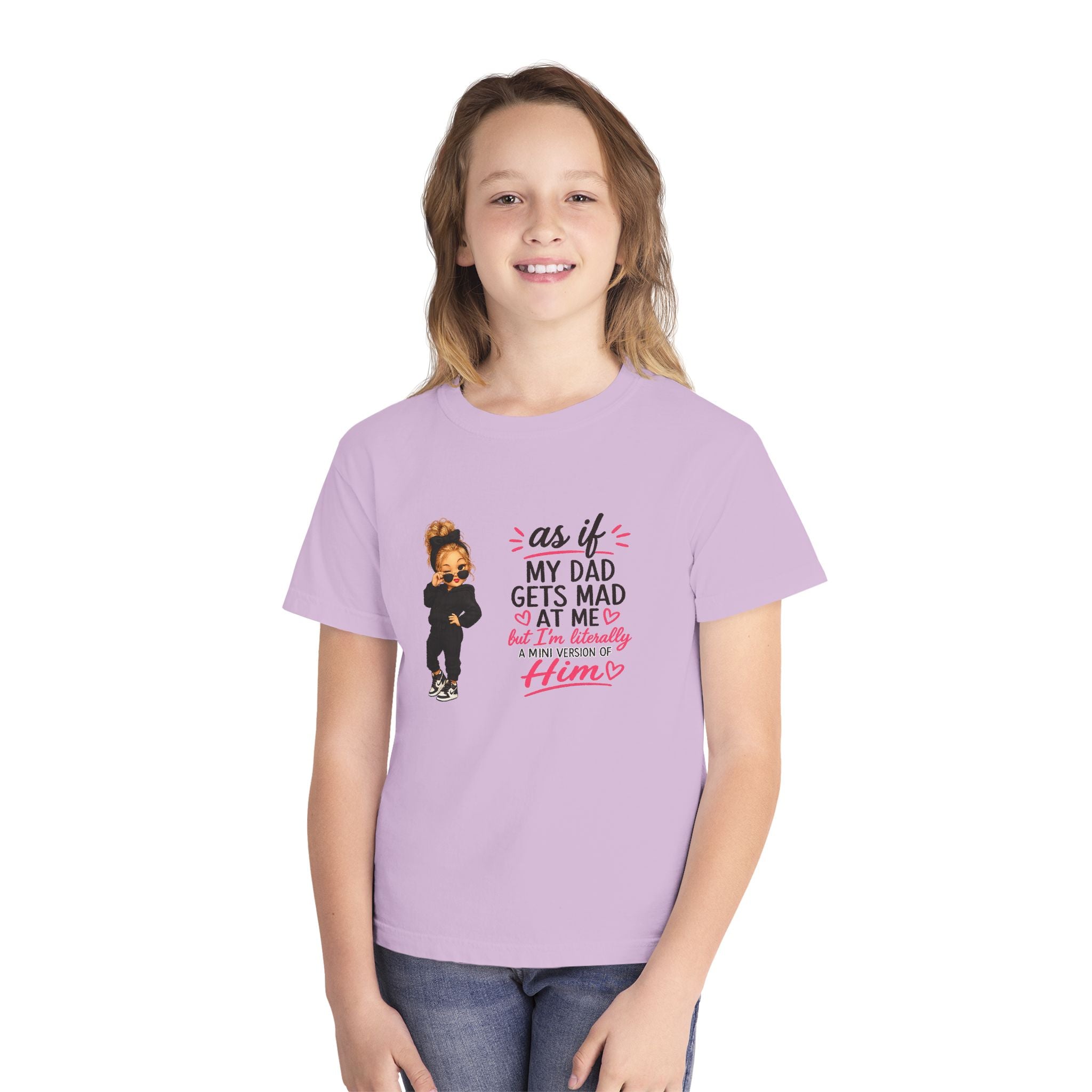 Youth Tee — "As If My Dad Gets Mad at Me" Cute Attitude Kids T‑Shirt