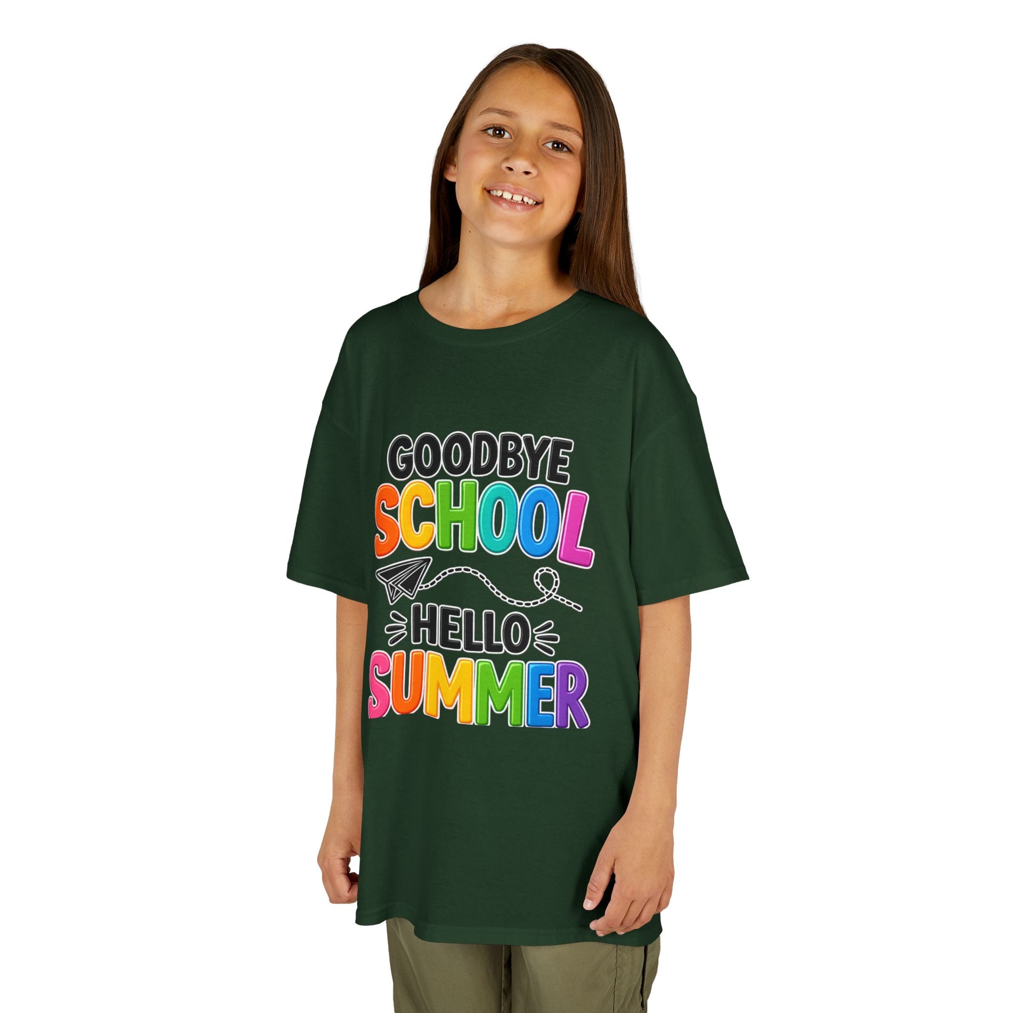 Kids Tee — "Goodbye School, Hello Summer" Colorful End-of-Year Shirt