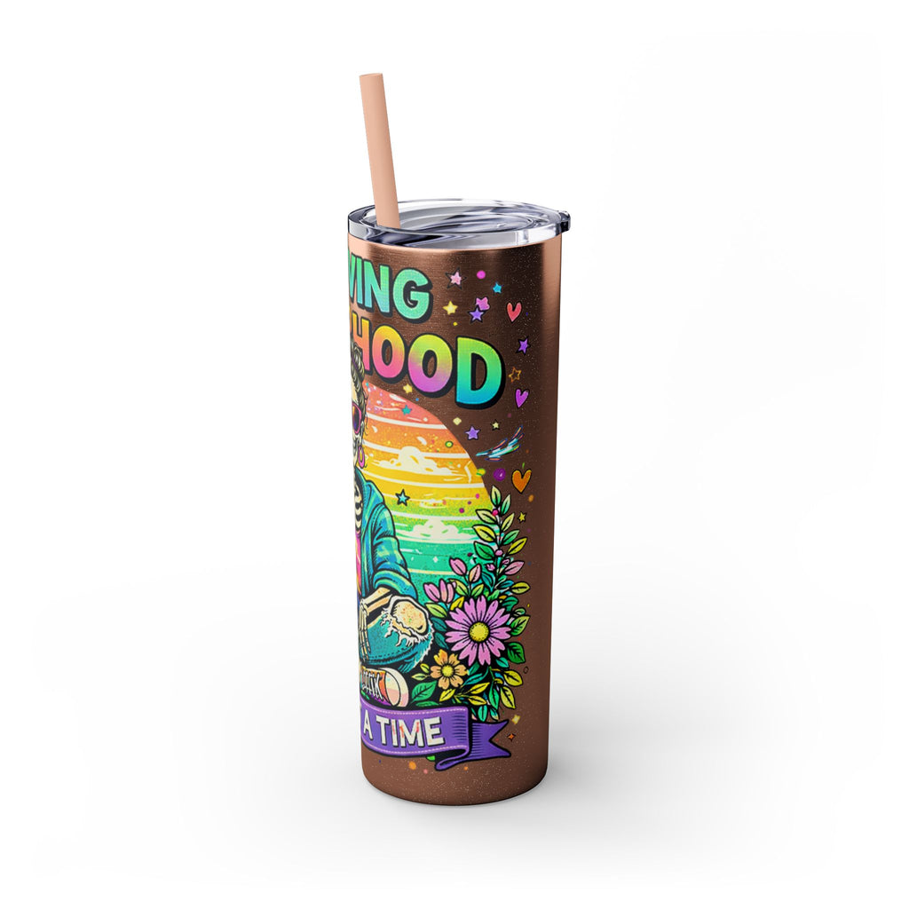 Skinny Tumbler - "Surviving Motherhood" 20oz Stainless Straw Cup