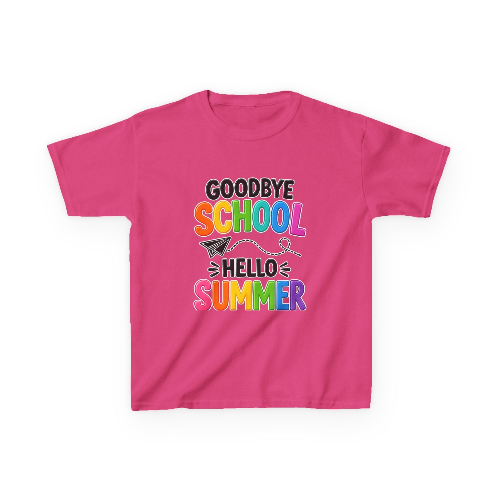 Kids Tee — "Goodbye School, Hello Summer" Colorful End-of-Year Shirt