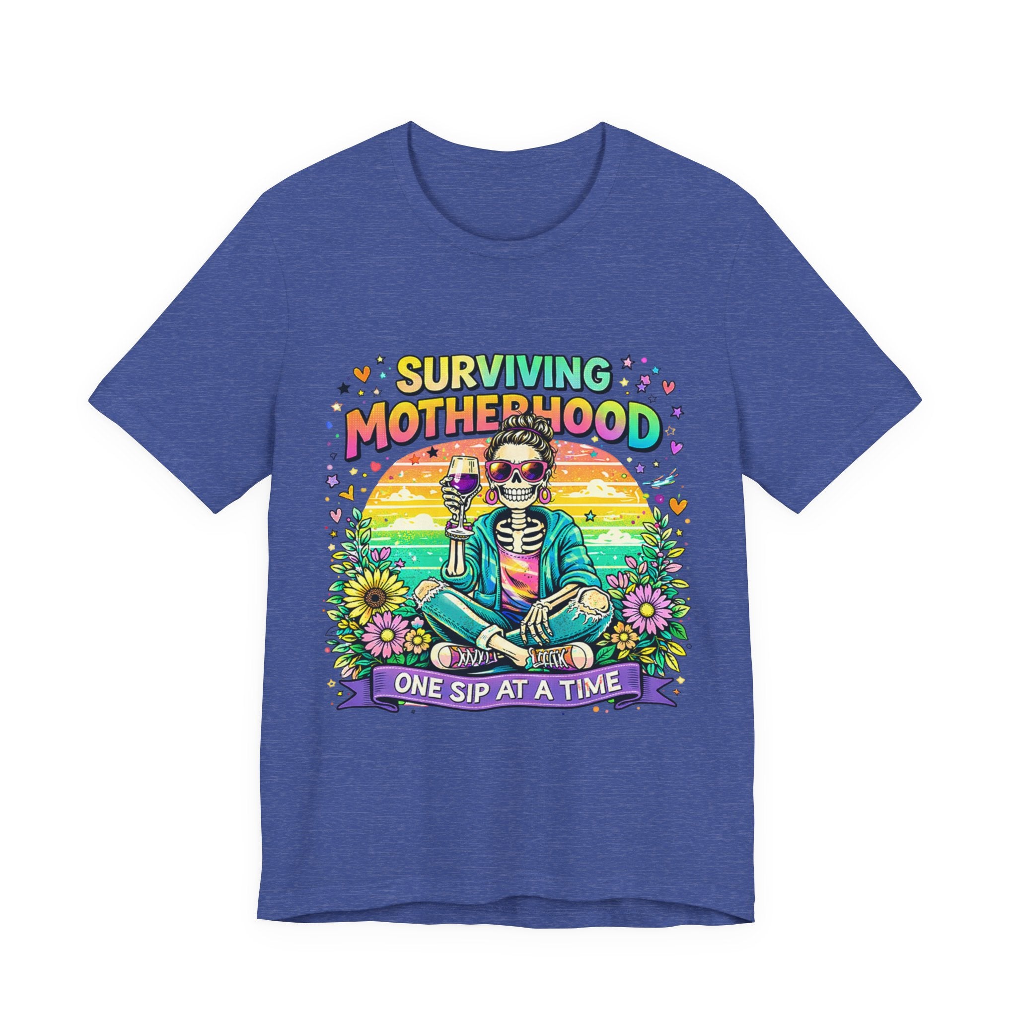 Surviving Motherhood Graphic Tee — "One Sip at a Time" Mom Shirt