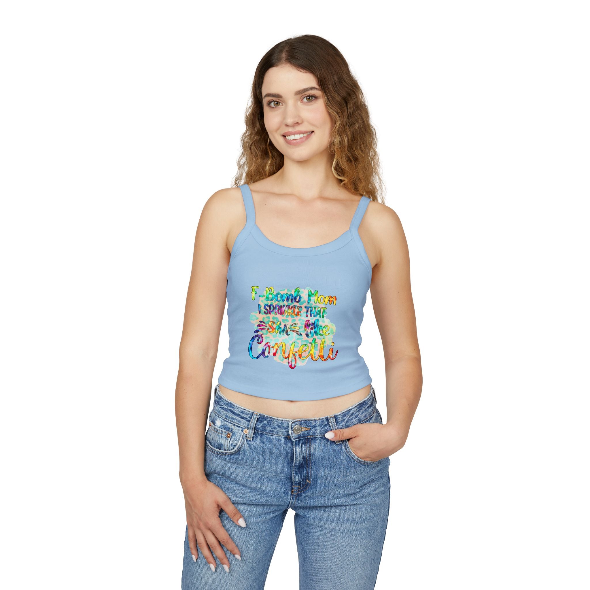 Women's Confetti Tank Top — "I sprinkle that sh*t like confetti" Colorful Graphic Crop
