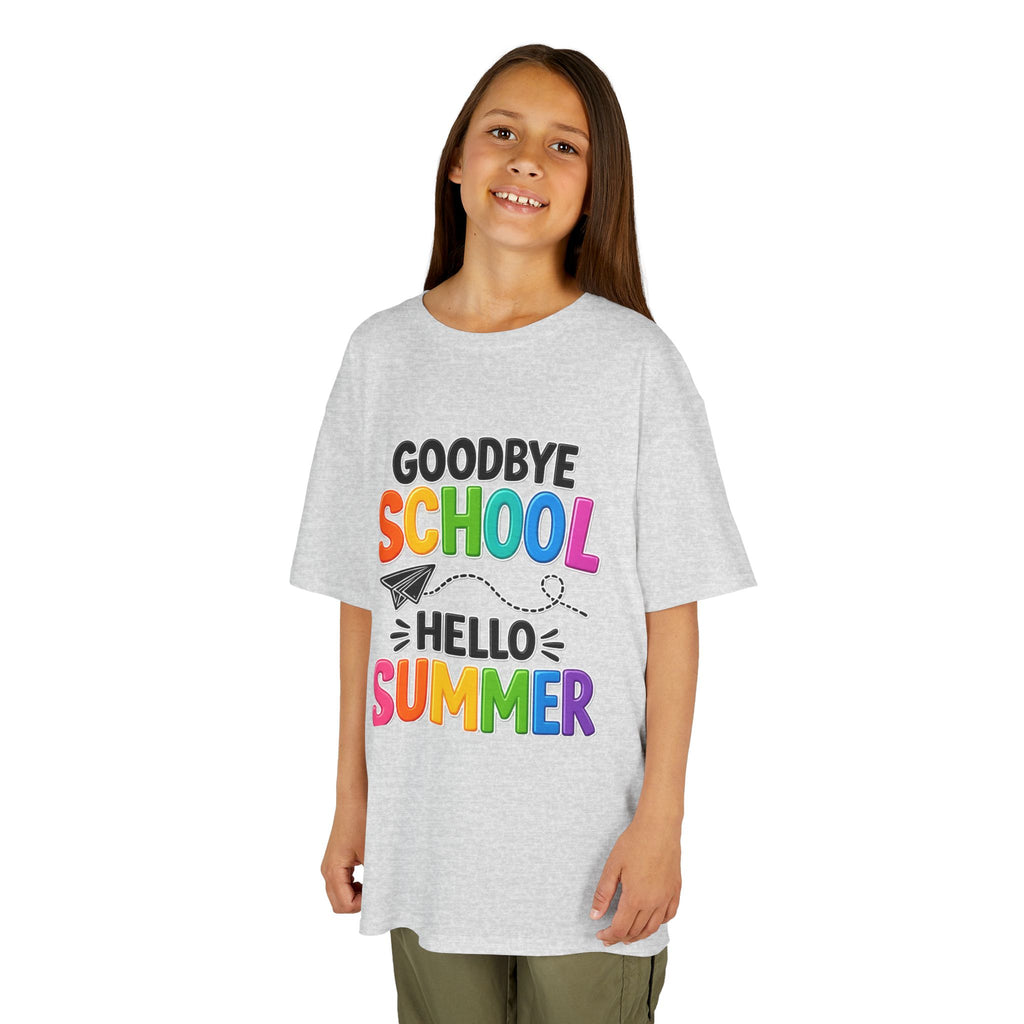 Kids Tee — "Goodbye School, Hello Summer" Colorful End-of-Year Shirt