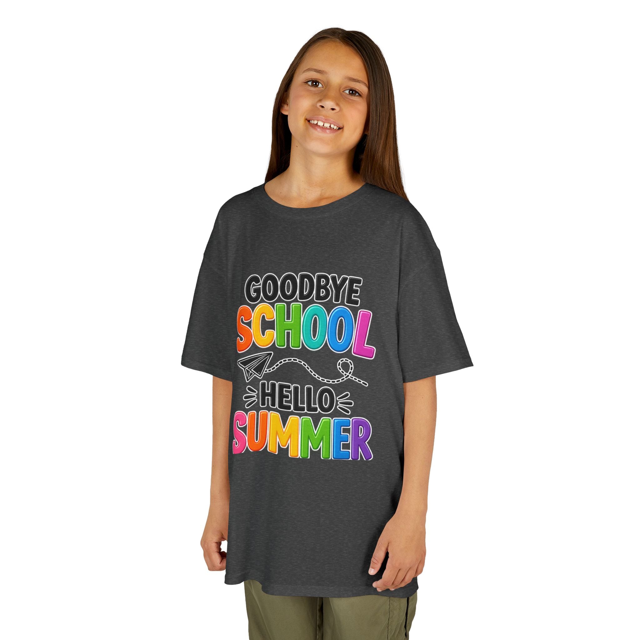 Kids Tee — "Goodbye School, Hello Summer" Colorful End-of-Year Shirt