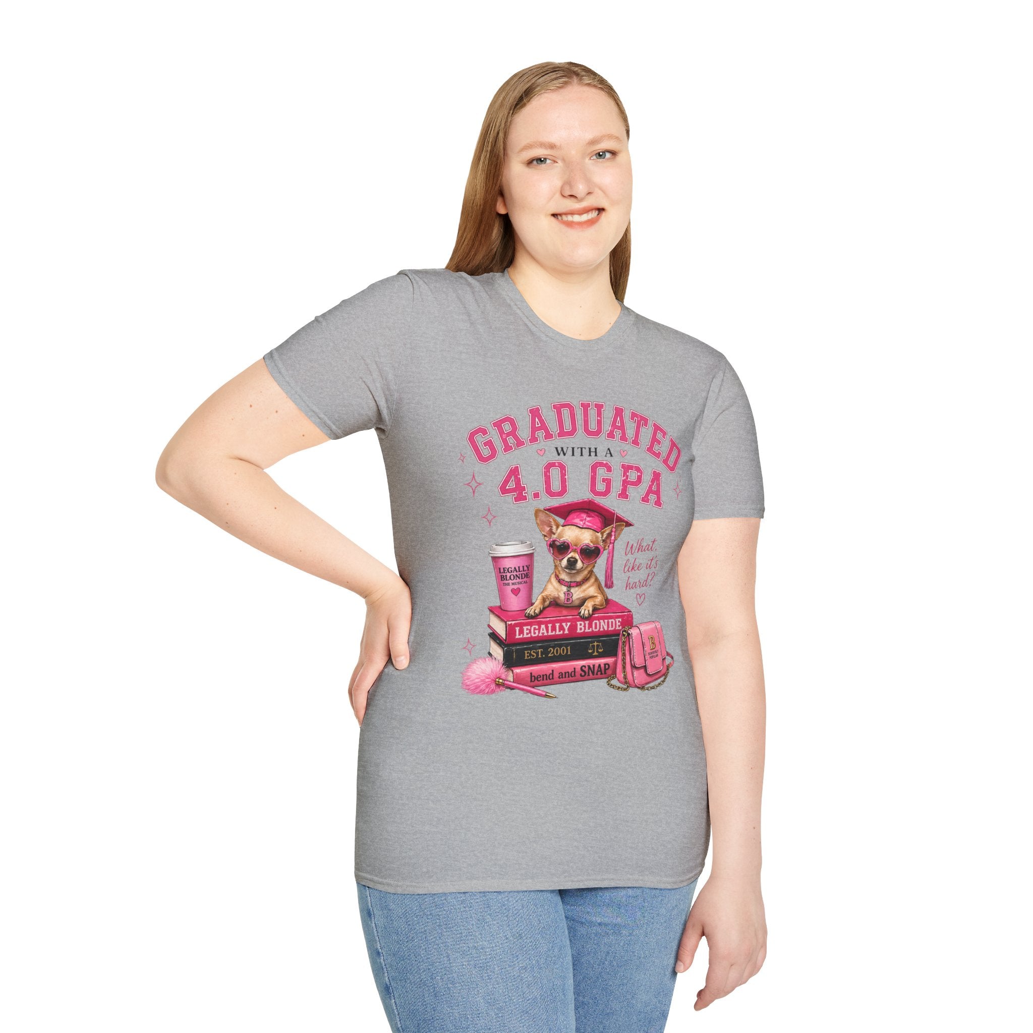 Graduation 4.0 GPA T‑Shirt — 'Graduated with a 4.0 GPA' Pink Cute Dog Design