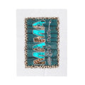 Mama Girl Mom Velveteen Plush Blanket — Turquoise Wood & Leopard Cozy Throw