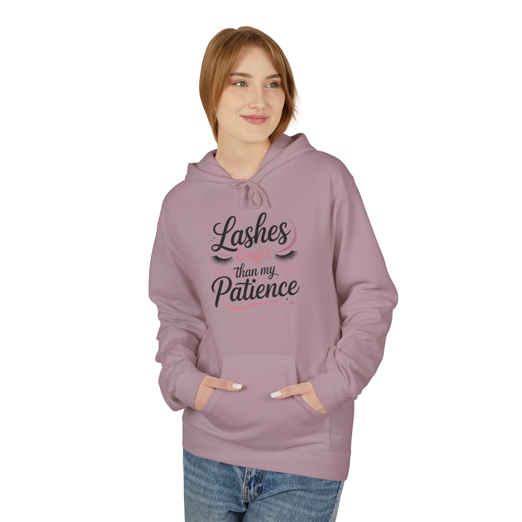 Hoodie — “Lashes to Live By: Patience” Beauty Quote Pullover