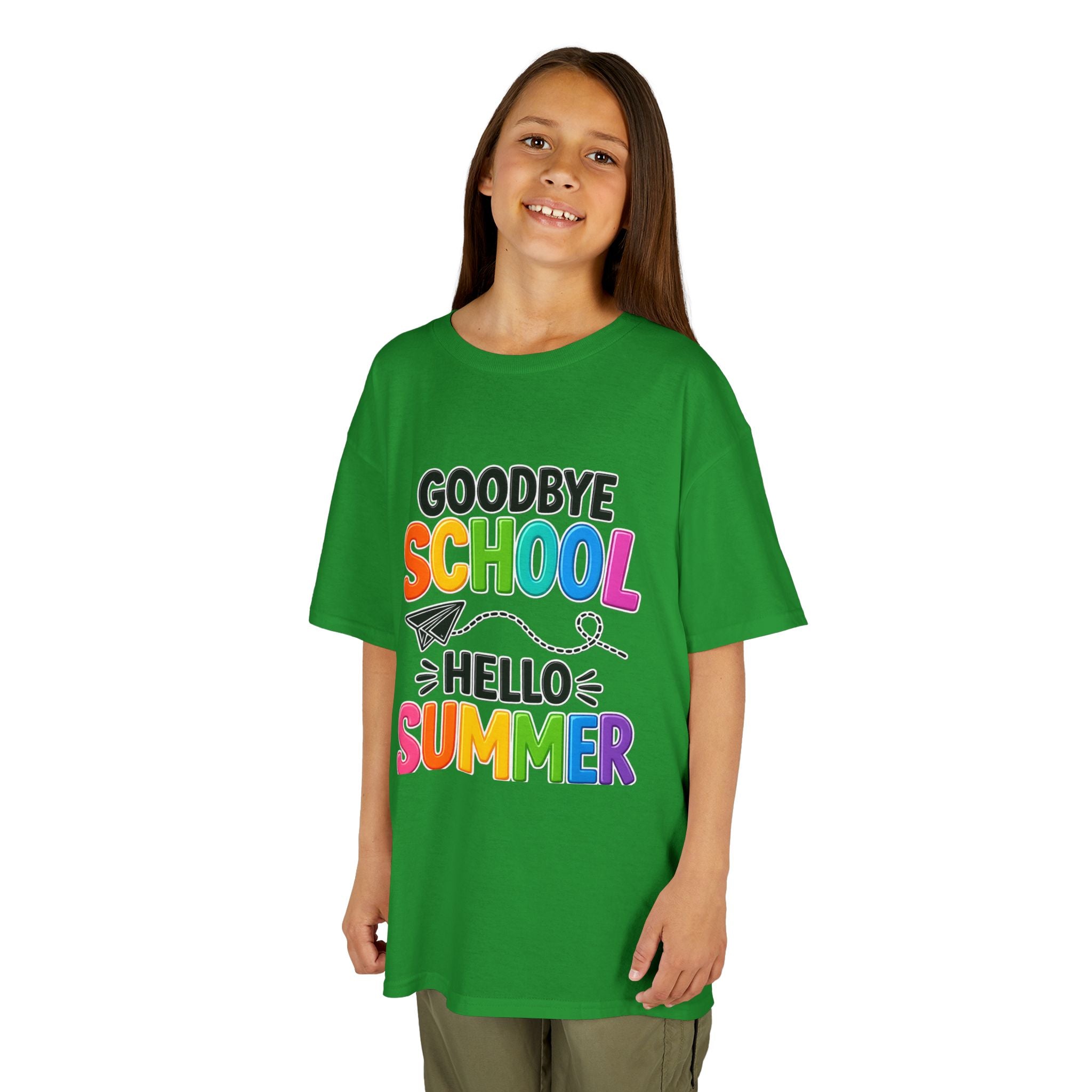 Kids Tee — "Goodbye School, Hello Summer" Colorful End-of-Year Shirt