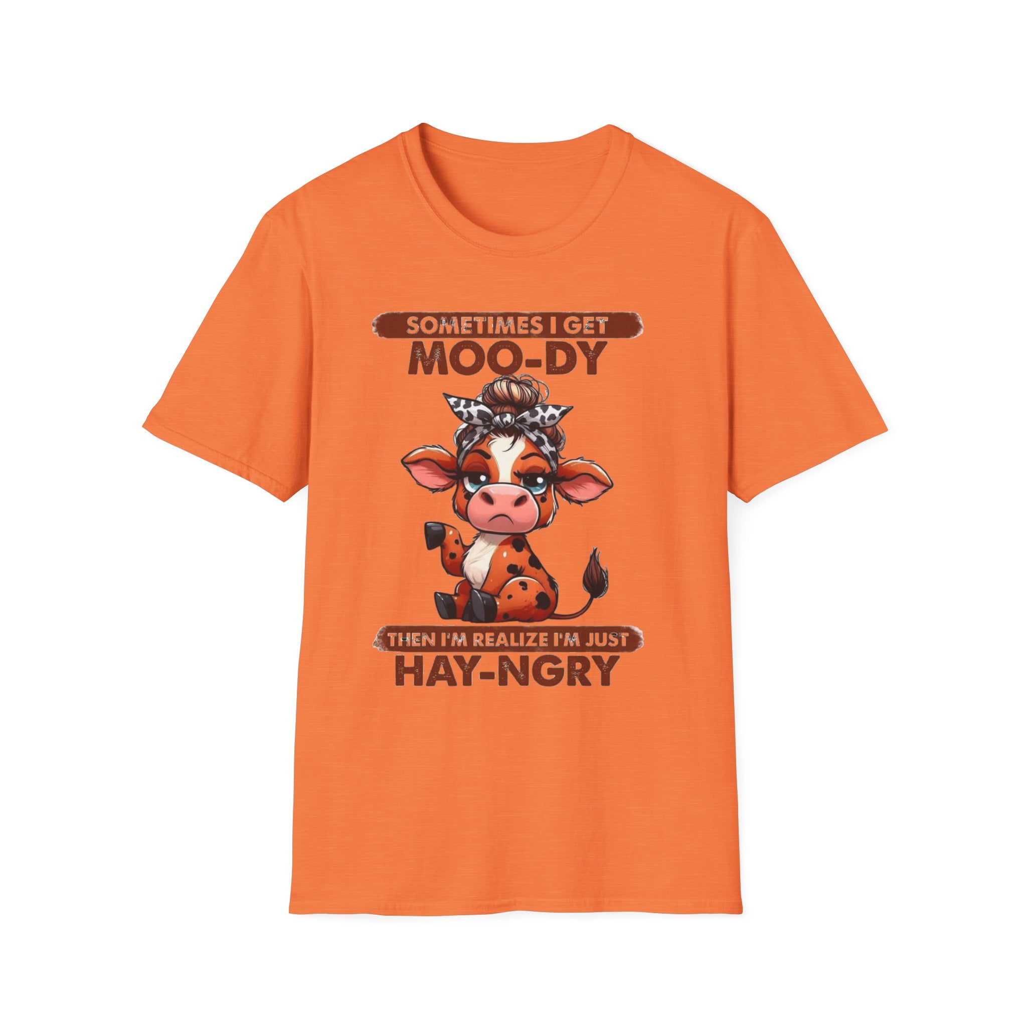 Hay-Ngry Cow T-Shirt — Cute "Sometimes I Get Moo-dy" Graphic Tee