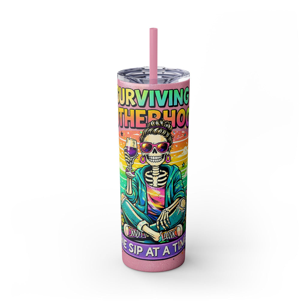 Skinny Tumbler - "Surviving Motherhood" 20oz Stainless Straw Cup