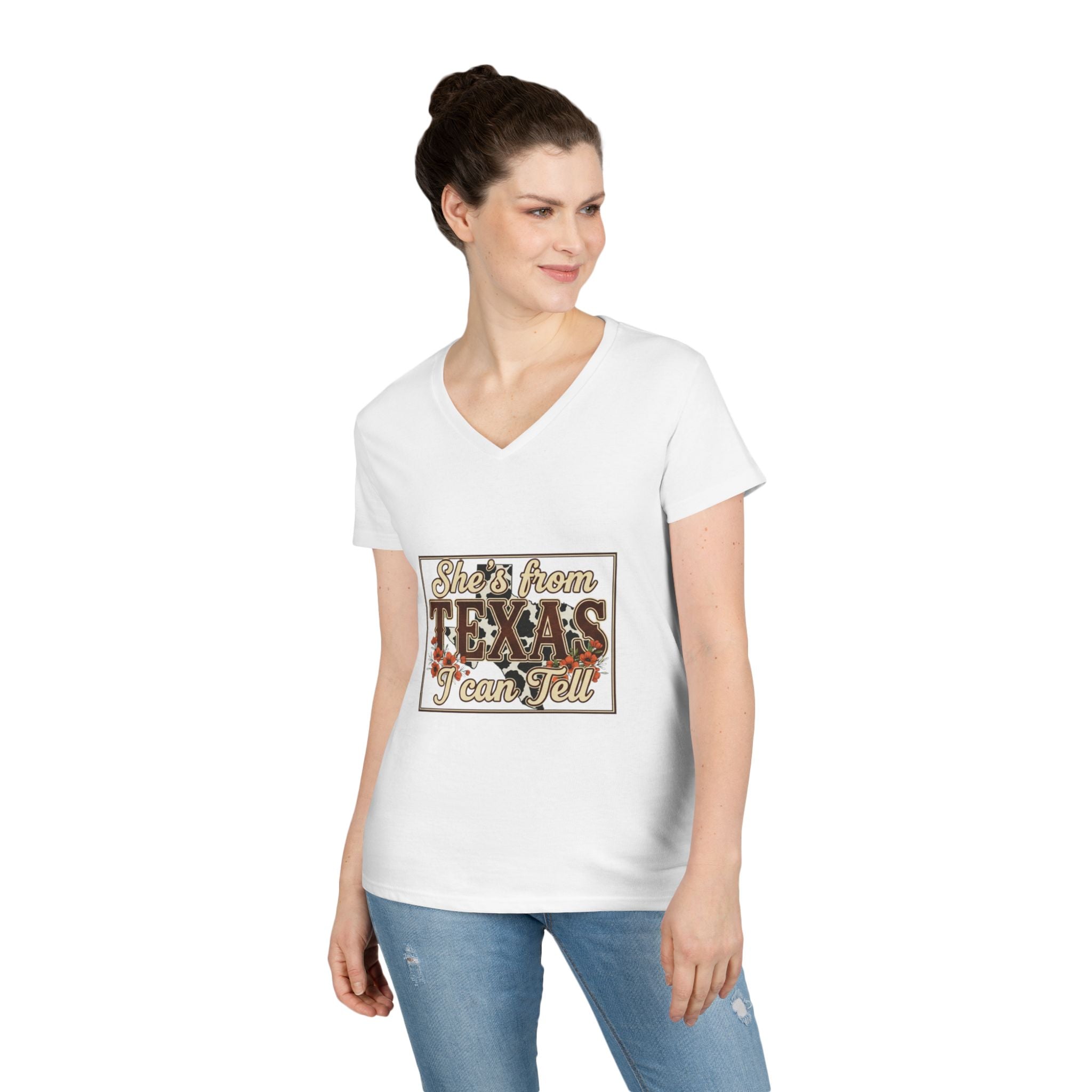 She's From Texas I Can Tell V-Neck Tee — Women's Texas Pride T-Shirt