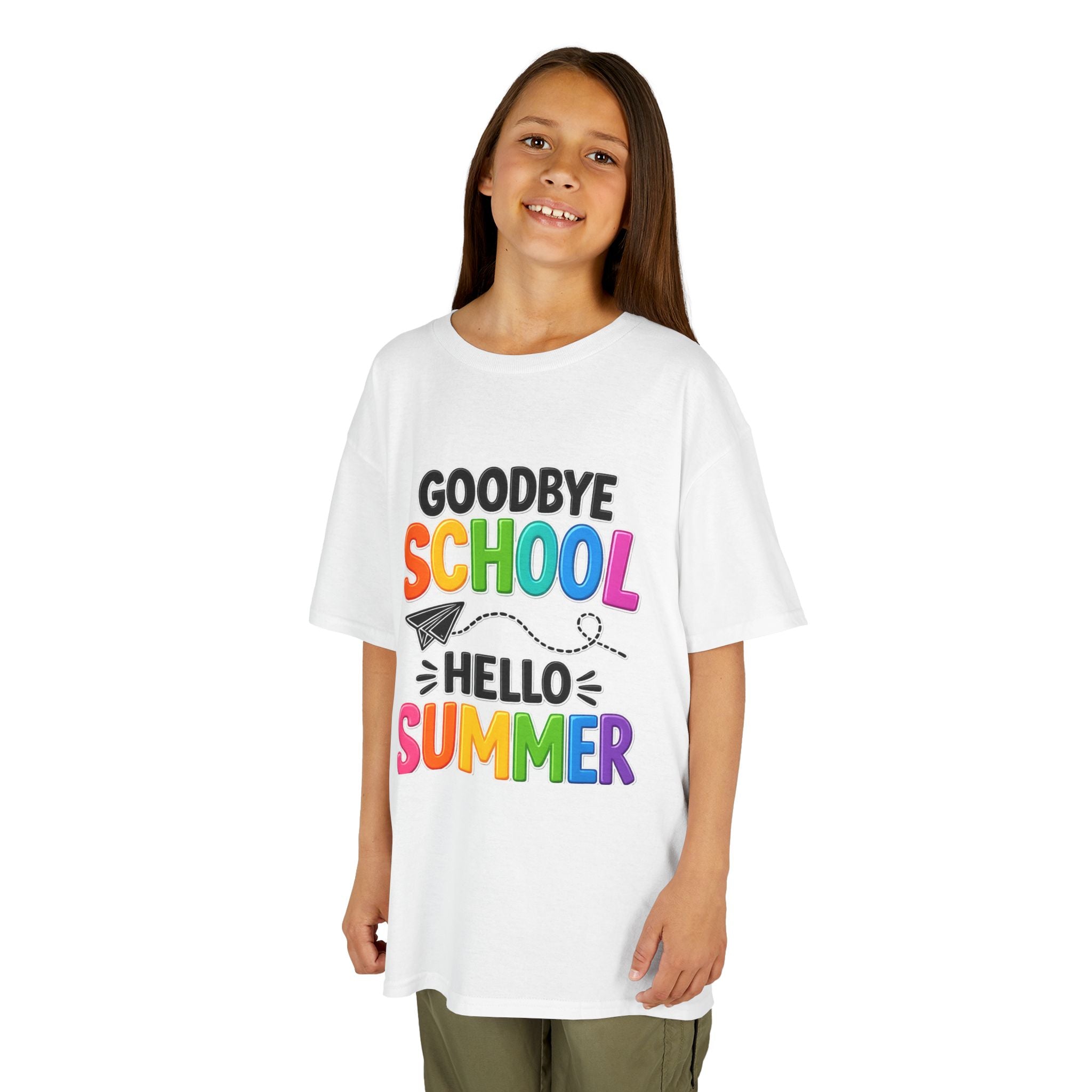 Kids Tee — "Goodbye School, Hello Summer" Colorful End-of-Year Shirt