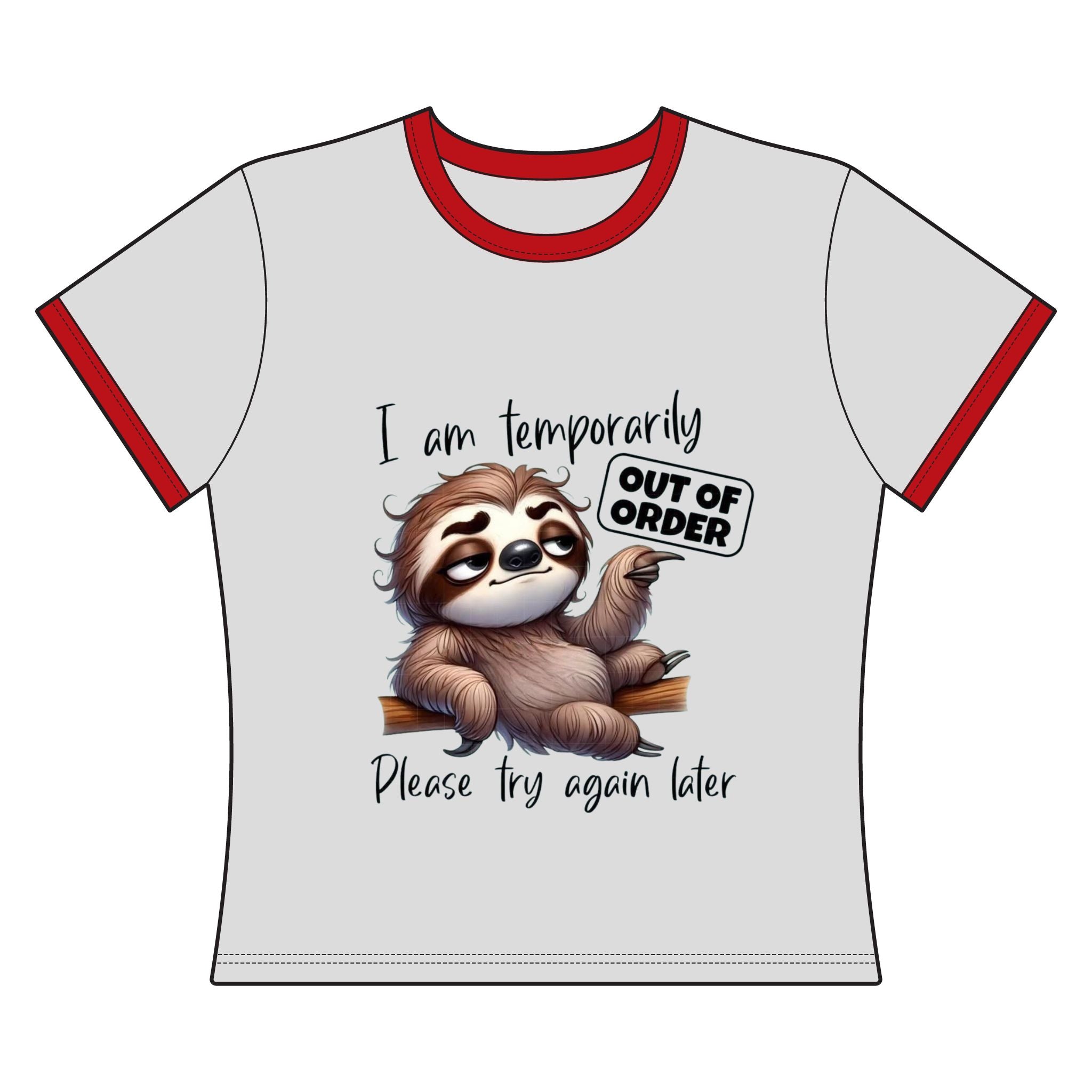 Sloth 'Out of Order' Ringer Tee — I Am Temporarily Please Try Again Later