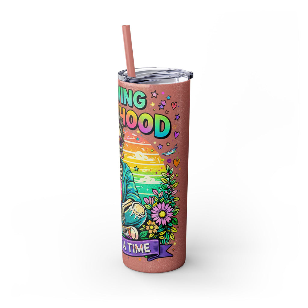 Skinny Tumbler - "Surviving Motherhood" 20oz Stainless Straw Cup