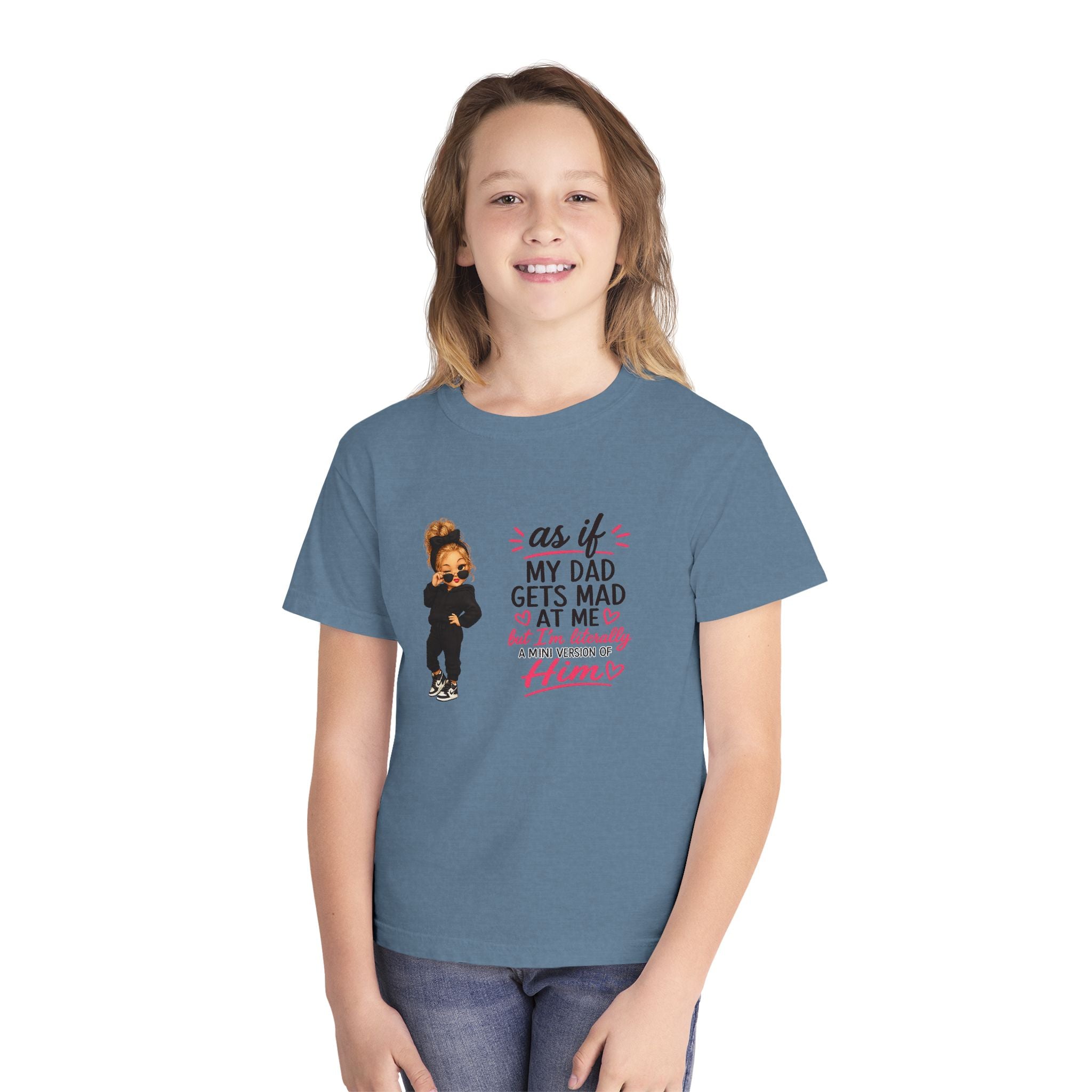 Youth Tee — "As If My Dad Gets Mad at Me" Cute Attitude Kids T‑Shirt