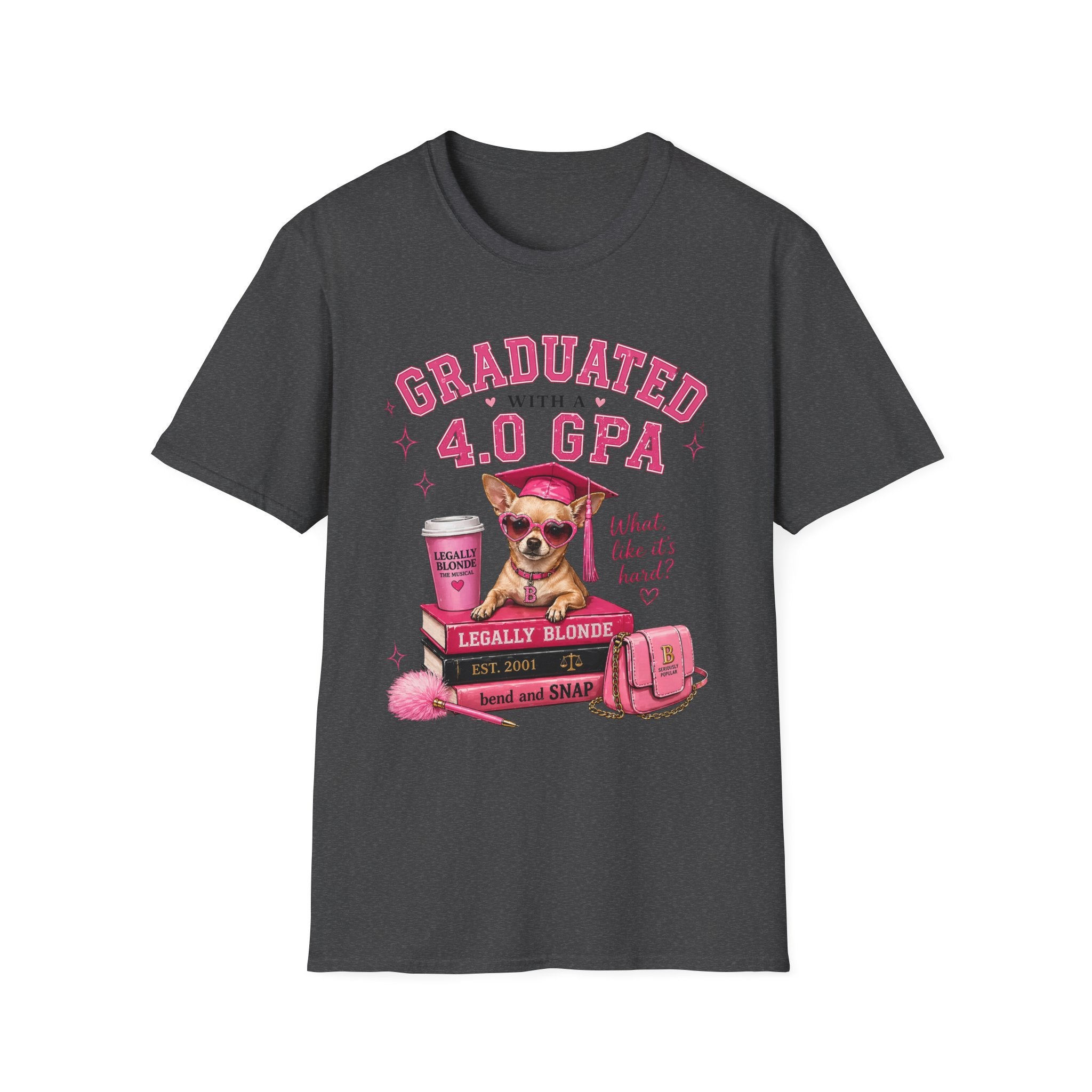 Graduation 4.0 GPA T‑Shirt — 'Graduated with a 4.0 GPA' Pink Cute Dog Design