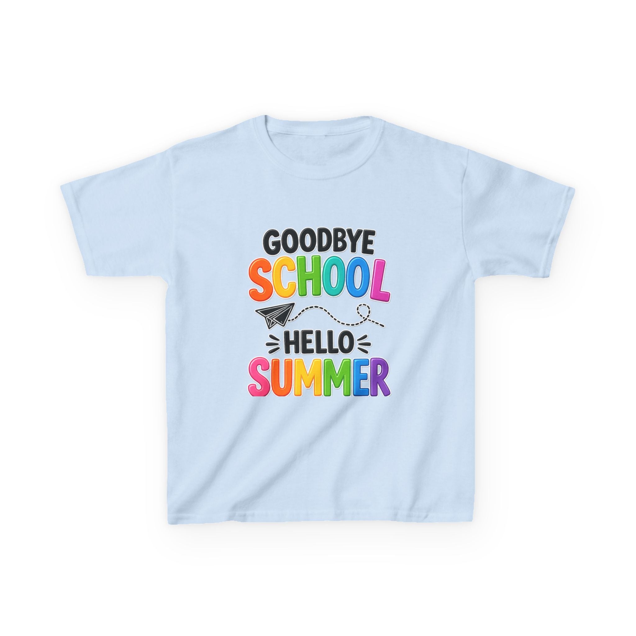 Kids Tee — "Goodbye School, Hello Summer" Colorful End-of-Year Shirt