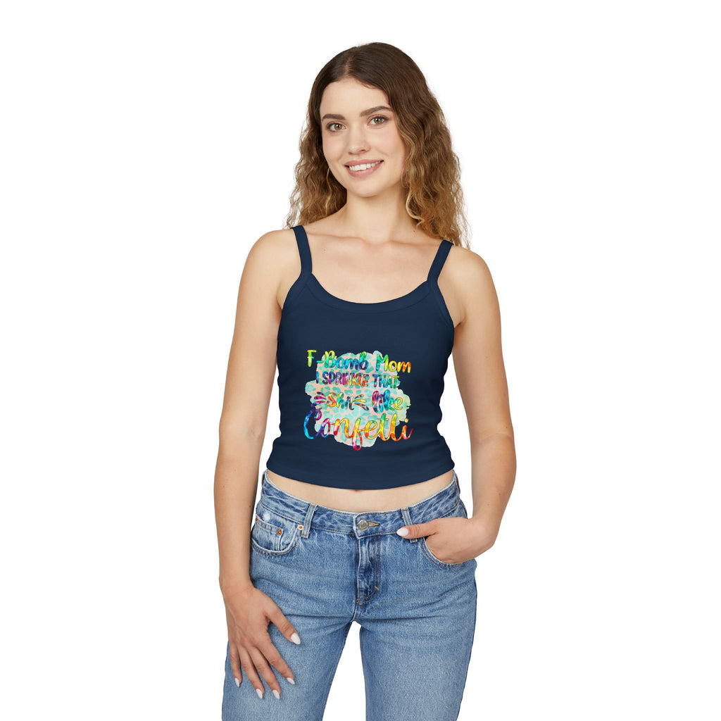 Women's Confetti Tank Top — "I sprinkle that sh*t like confetti" Colorful Graphic Crop