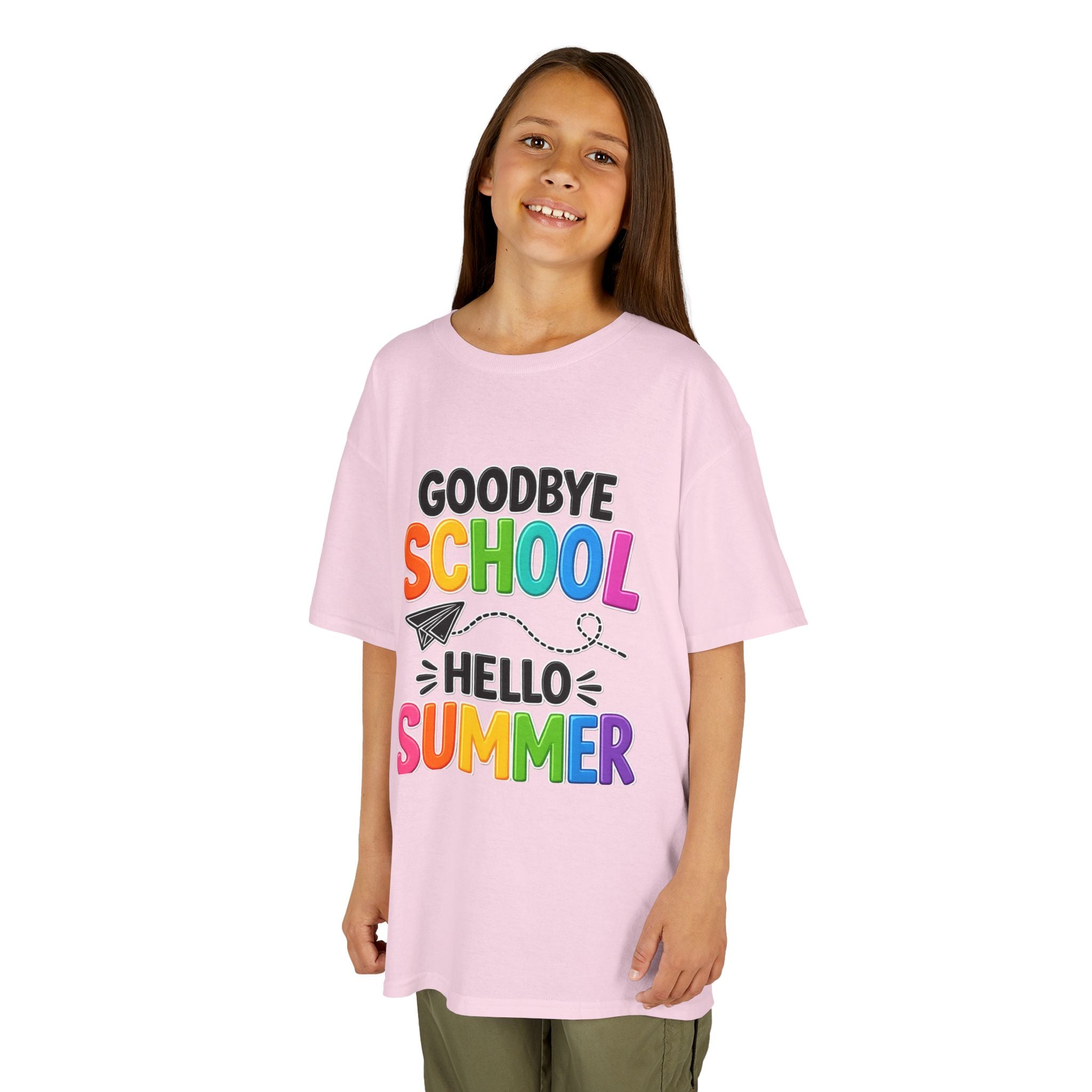 Kids Tee — "Goodbye School, Hello Summer" Colorful End-of-Year Shirt