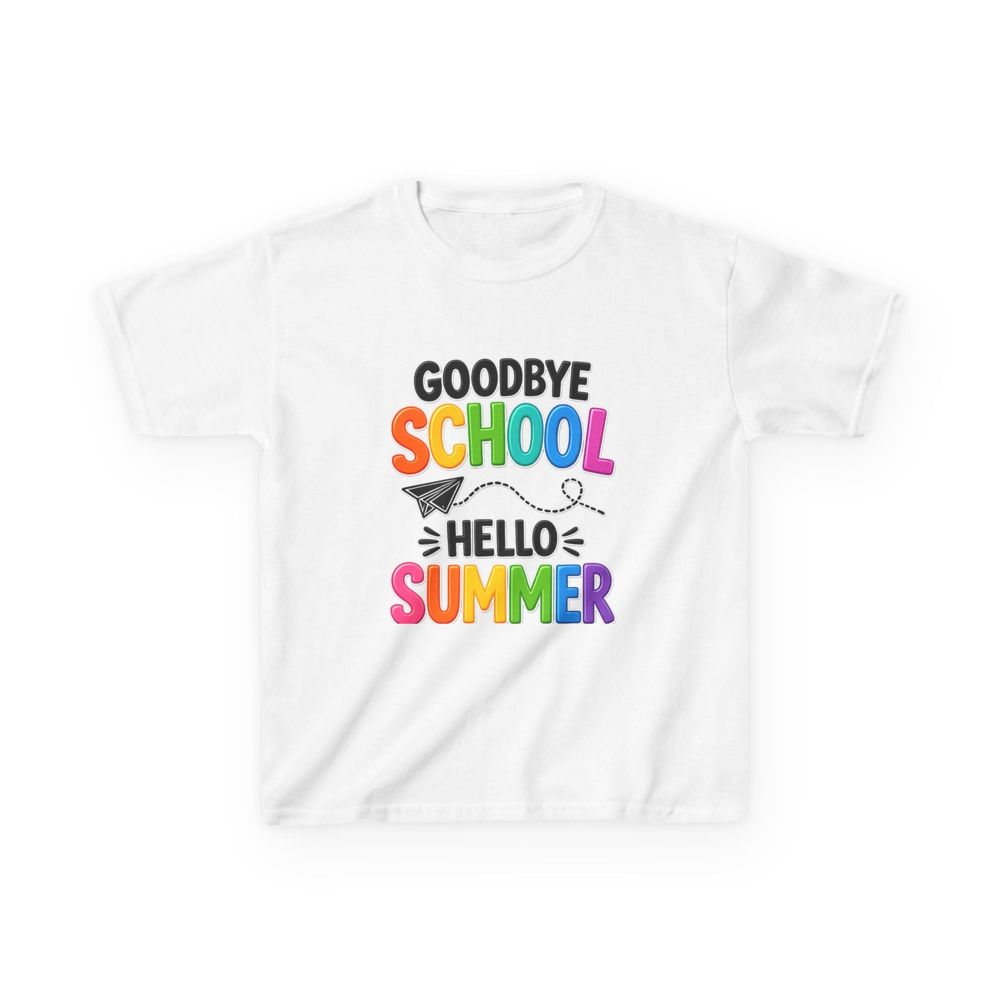 Kids Tee — "Goodbye School, Hello Summer" Colorful End-of-Year Shirt
