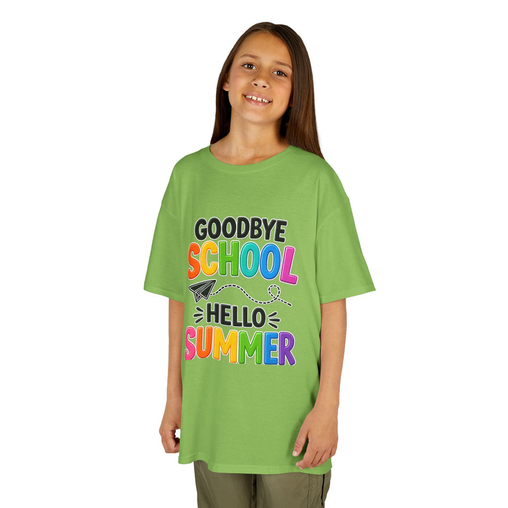 Kids Tee — "Goodbye School, Hello Summer" Colorful End-of-Year Shirt