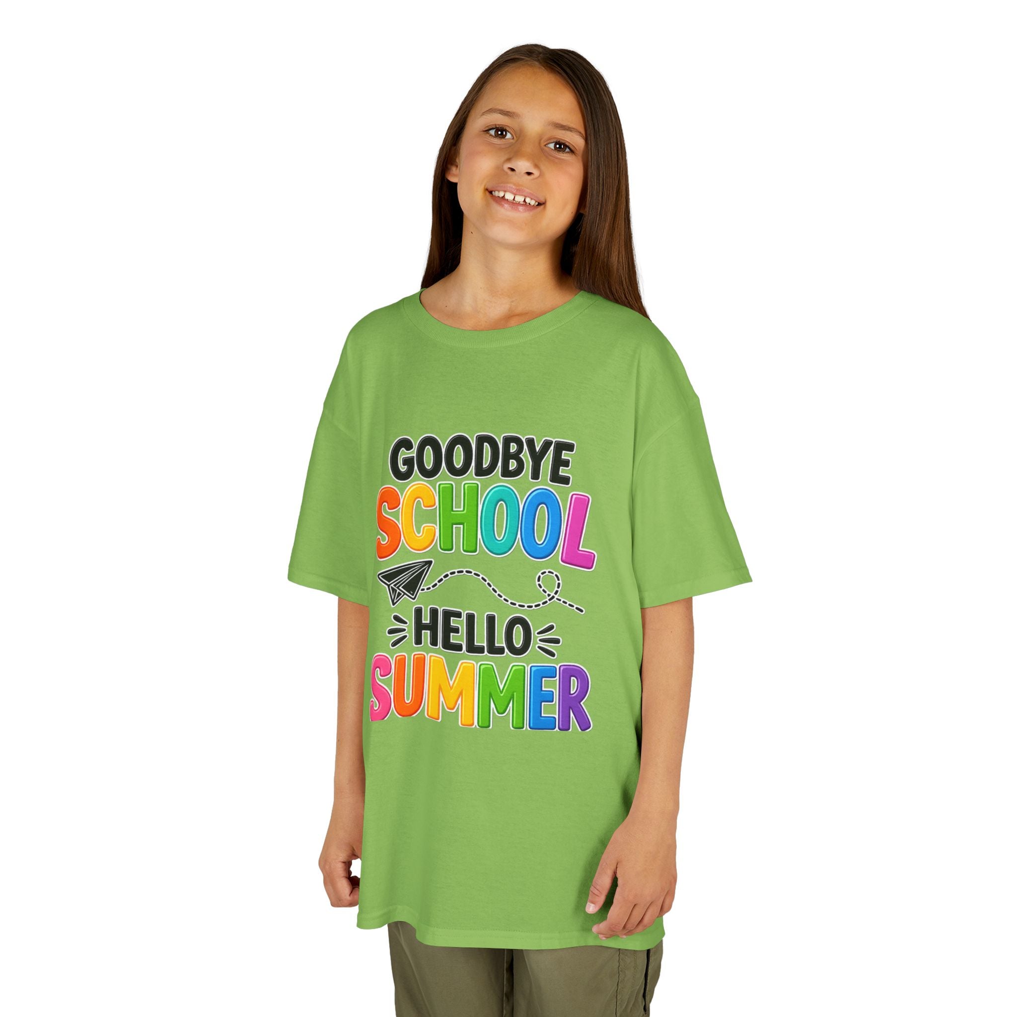 Kids Tee — "Goodbye School, Hello Summer" Colorful End-of-Year Shirt
