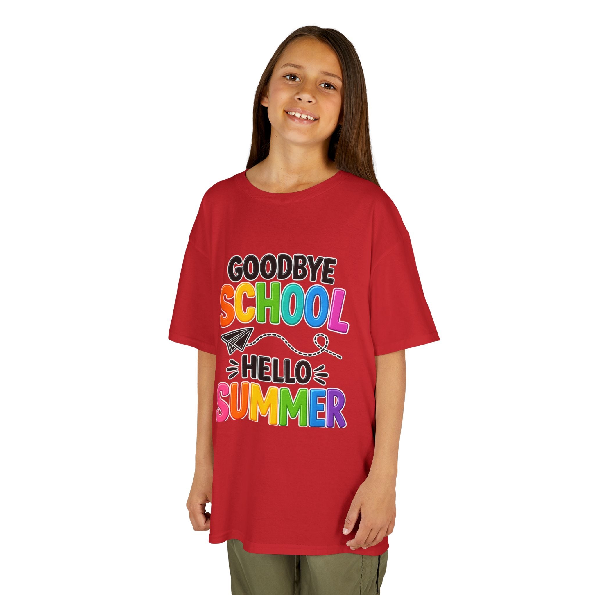 Kids Tee — "Goodbye School, Hello Summer" Colorful End-of-Year Shirt