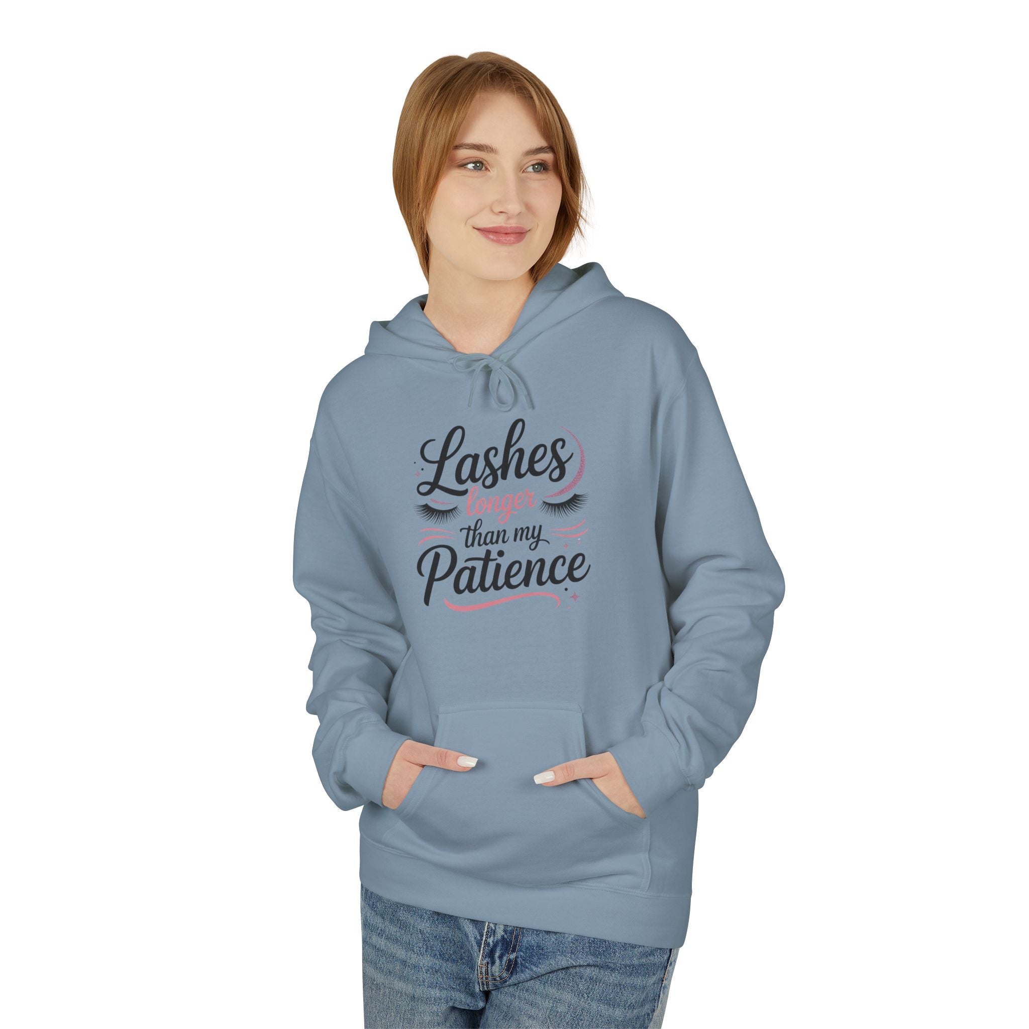 Hoodie — “Lashes to Live By: Patience” Beauty Quote Pullover
