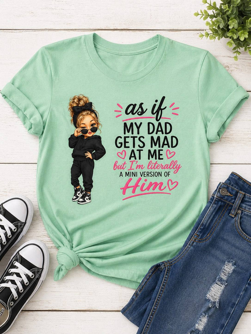 Youth Tee — "As If My Dad Gets Mad at Me" Cute Attitude Kids T‑Shirt
