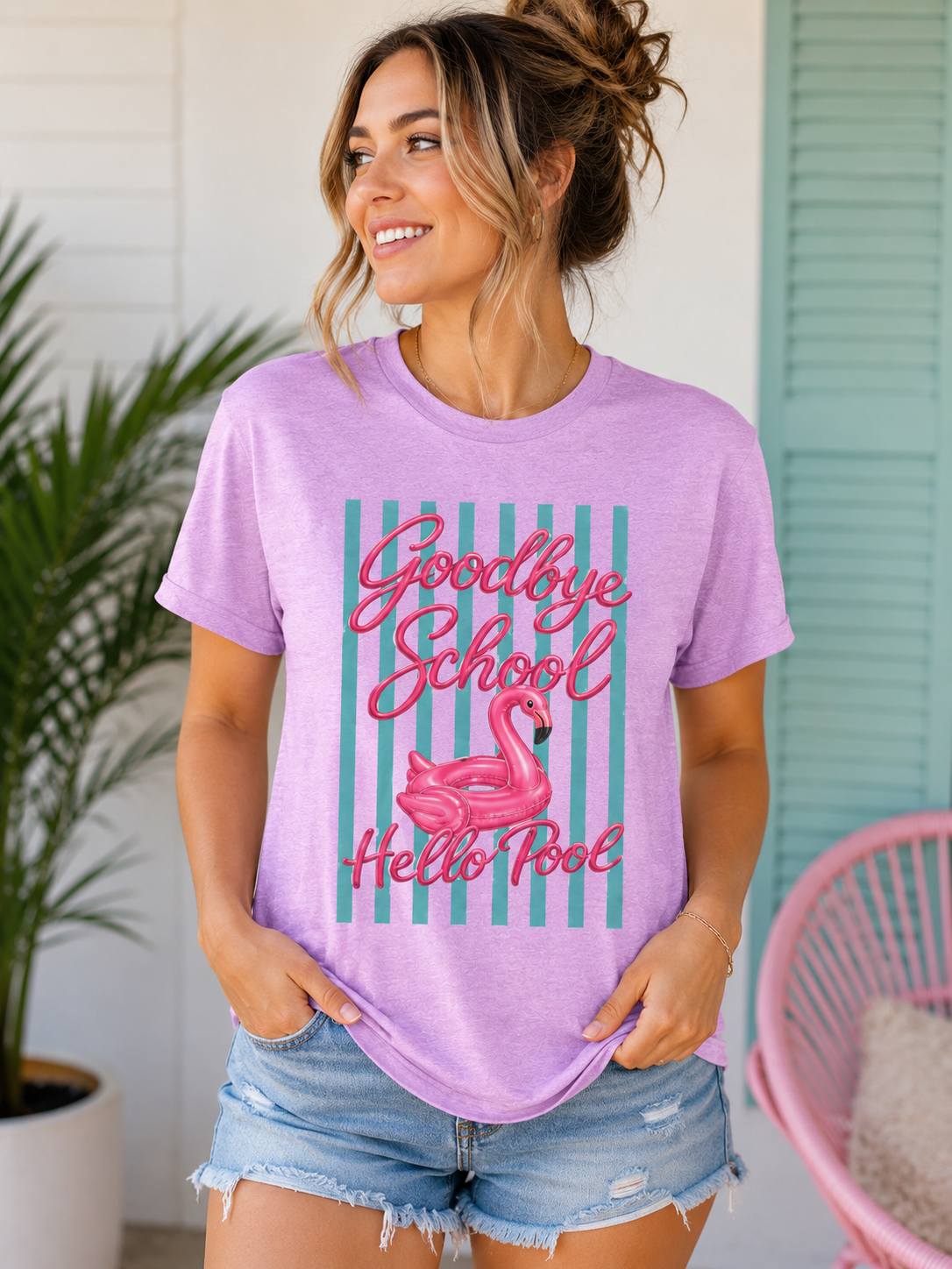 Goodbye School Hello Pool — Kids & Teacher Summer Graphic Tee