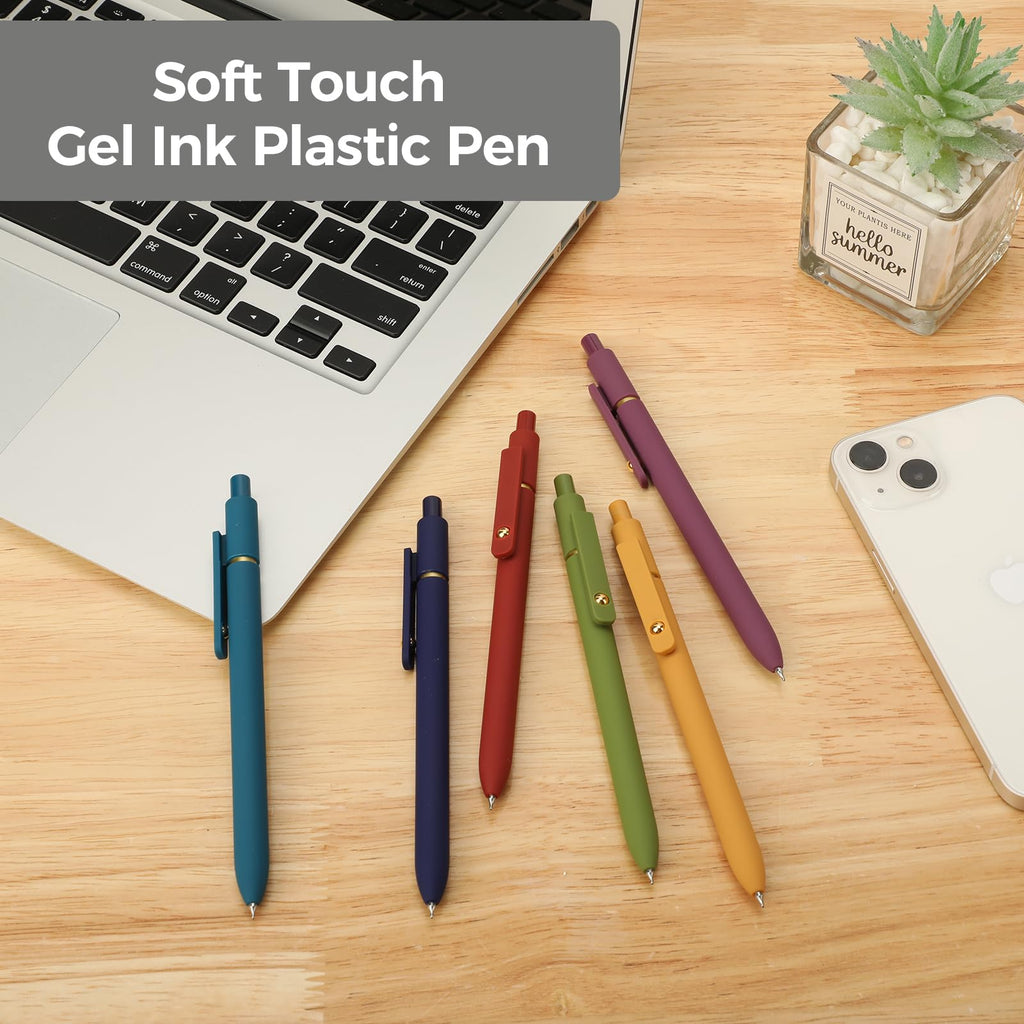 Ddaowanx Gel Pens, 6 Pcs 0.5mm Quick Dry Black Ink Pens Fine Point Smooth Writing Pens, Cute Office School Supplies Gifts for Women