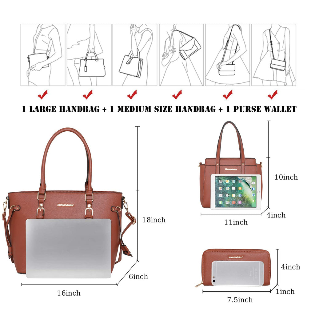 Montana West 3PCS Purses for Women Tote Bag and Wallet Set Shoulder Satchel Handbags