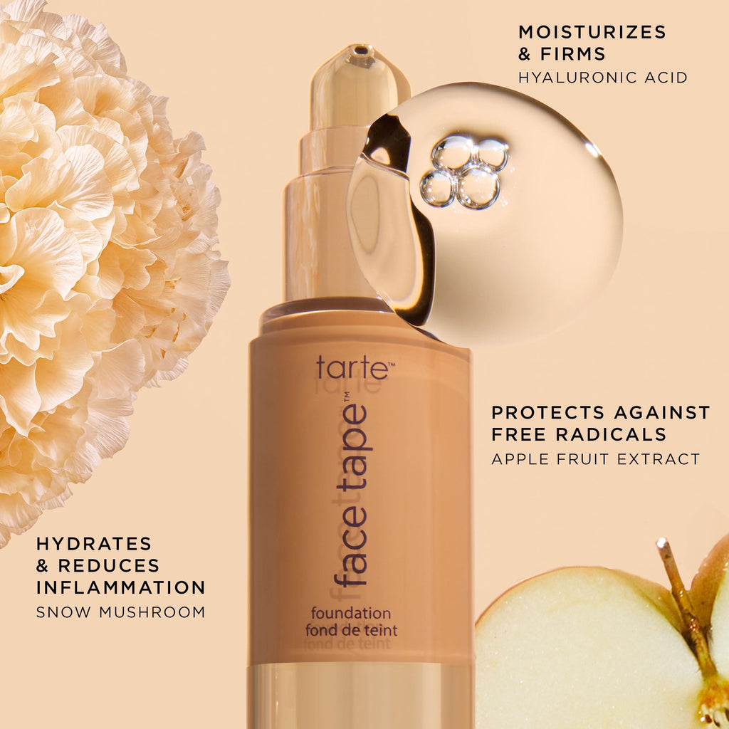 tarte face tape foundation – Full-Coverage 12hr Waterproof Makeup, Hydrating & Smoothing with a Natural Matte Finish for Transfer-Proof Comfortable Long-Wear Foundation, Vegan & Cruelty-Free