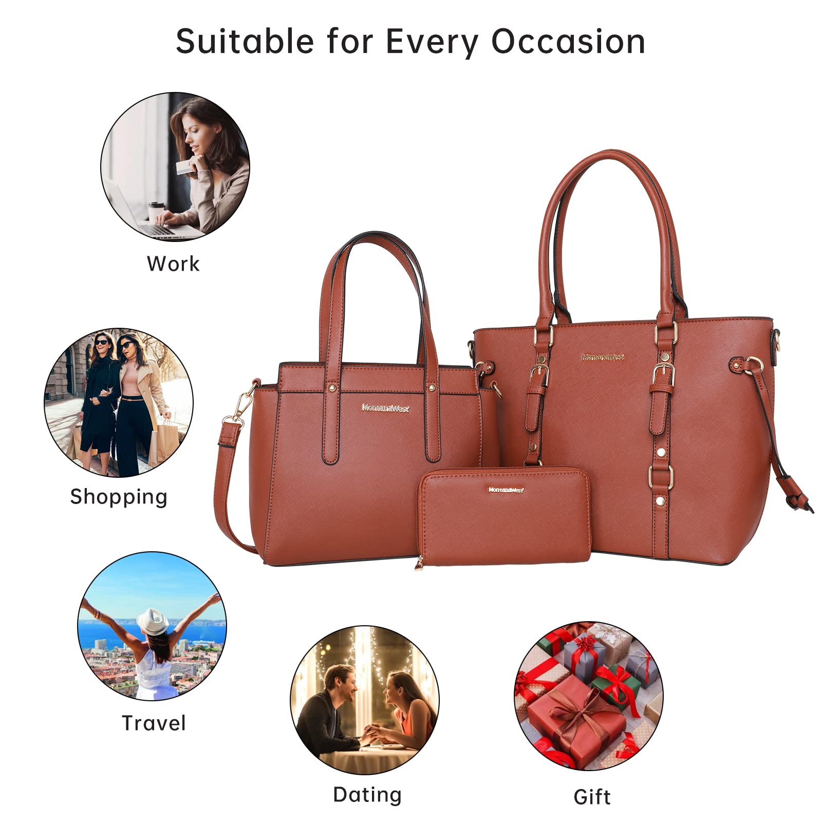 Montana West 3PCS Purses for Women Tote Bag and Wallet Set Shoulder Satchel Handbags