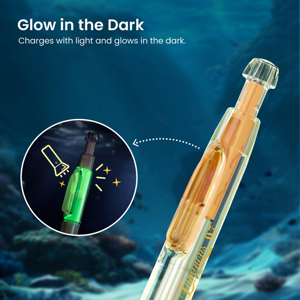 WRITECH Gel Pens Medium Point: Luminous pen set 0.7mm, Black Ink, Includes 2 Pens and 2 Refills, Silent Clicker, Smooth Writing for School Office & Everyday Use