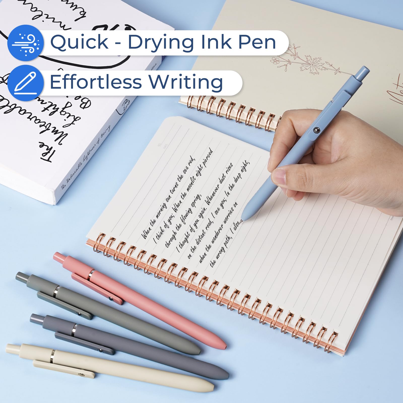 Nicpro 50PCS Cute Spiral Notebook Stationary Set For Women, Bible Journal Set, 3PCS A5 Spiral Notebook, Gel Pens, Sticky Notes & Tabs, Gift Box, Mechanical Pencils for Study Aesthetic School Supplies