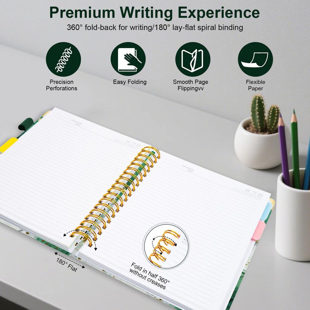 Spiral Journal Notebooks for Work, 300 Pages 5 Subject Notebook College Ruled with Dividers & Tabs, 8''x 10'' Large Notebook Journal for Women Students Note-Taking and Organizer