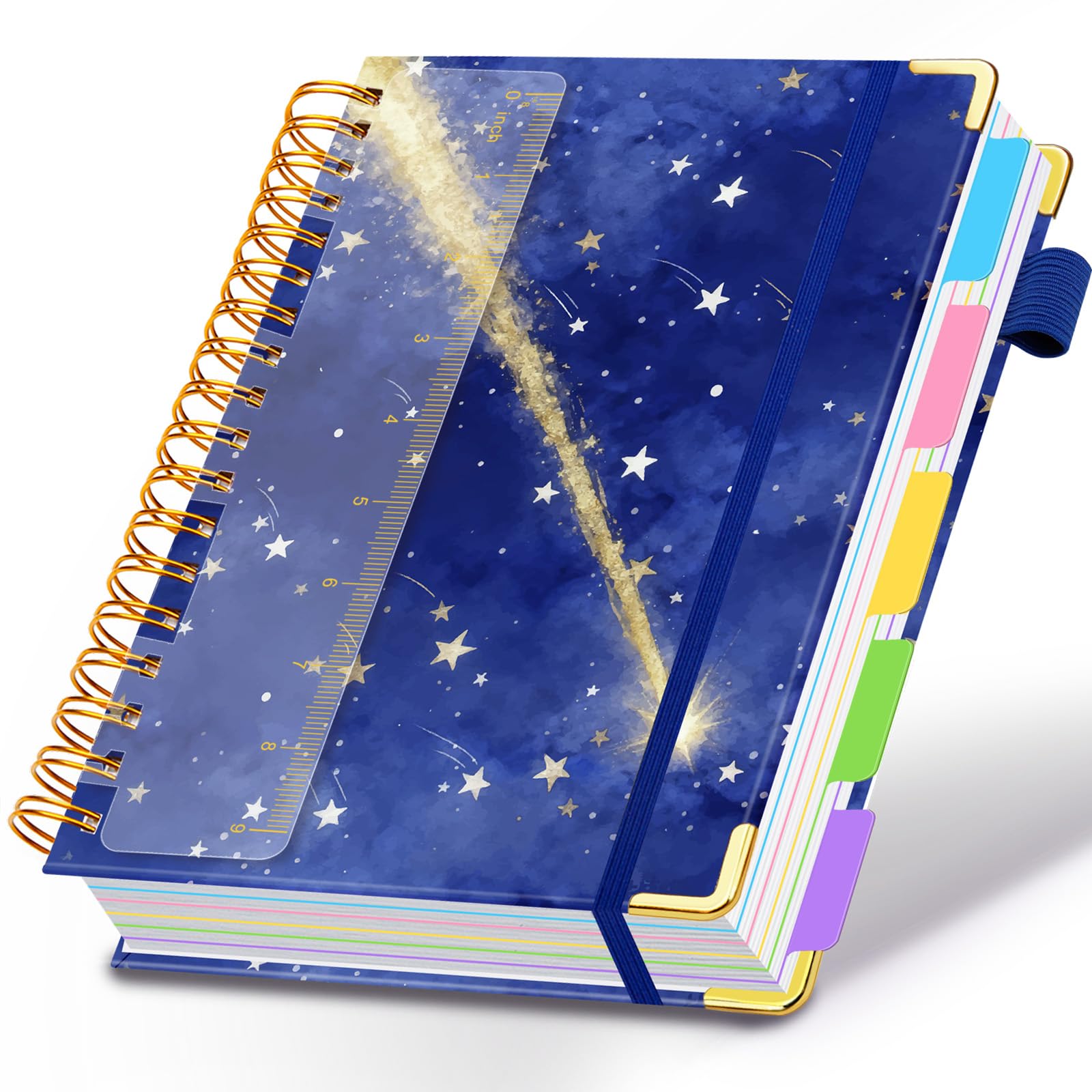 Spiral Journal Notebooks for Work, 300 Pages 5 Subject Notebook College Ruled with Dividers & Tabs, 8''x 10'' Large Notebook Journal for Women Students Note-Taking and Organizer