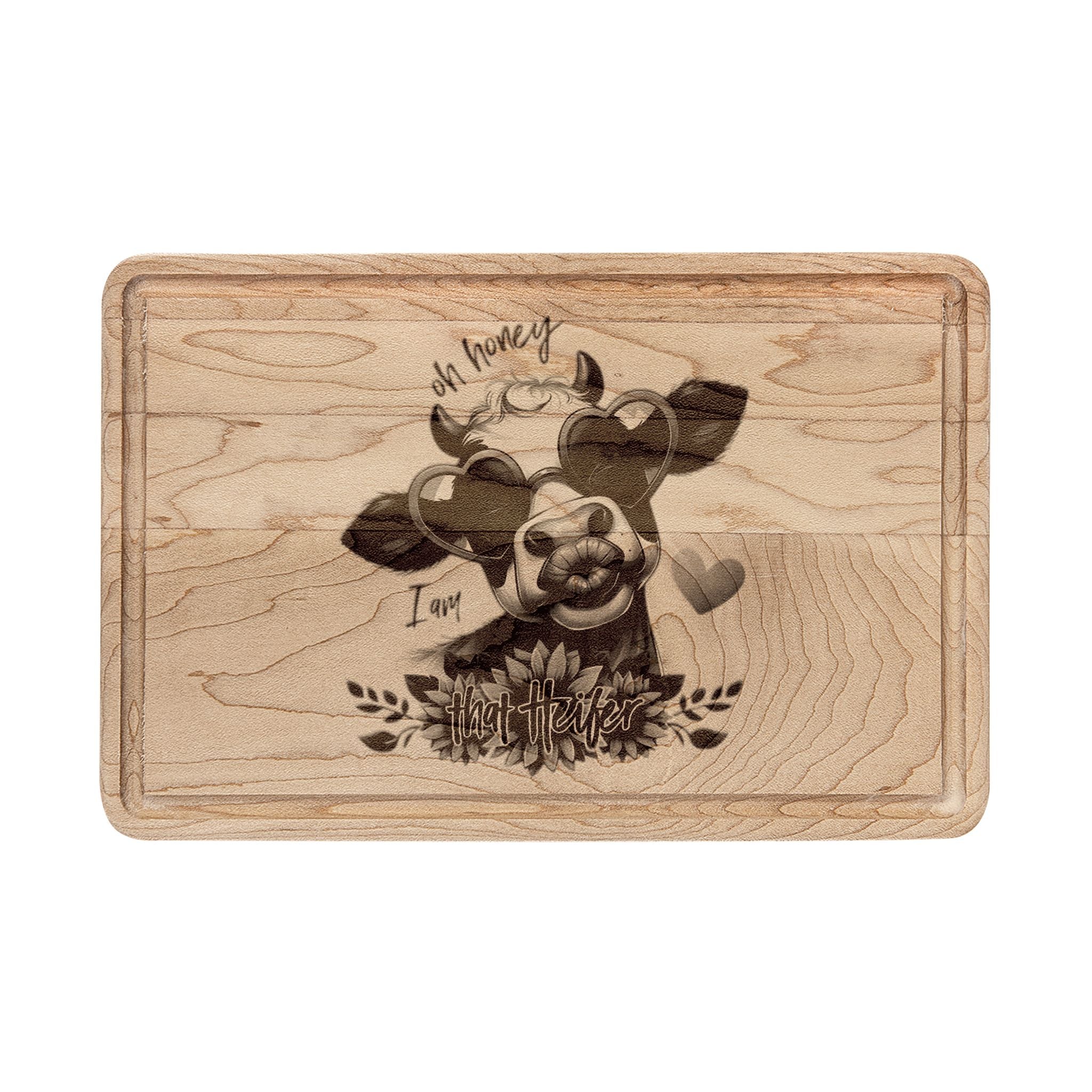 Engraved Cow Love Wooden Cutting Board