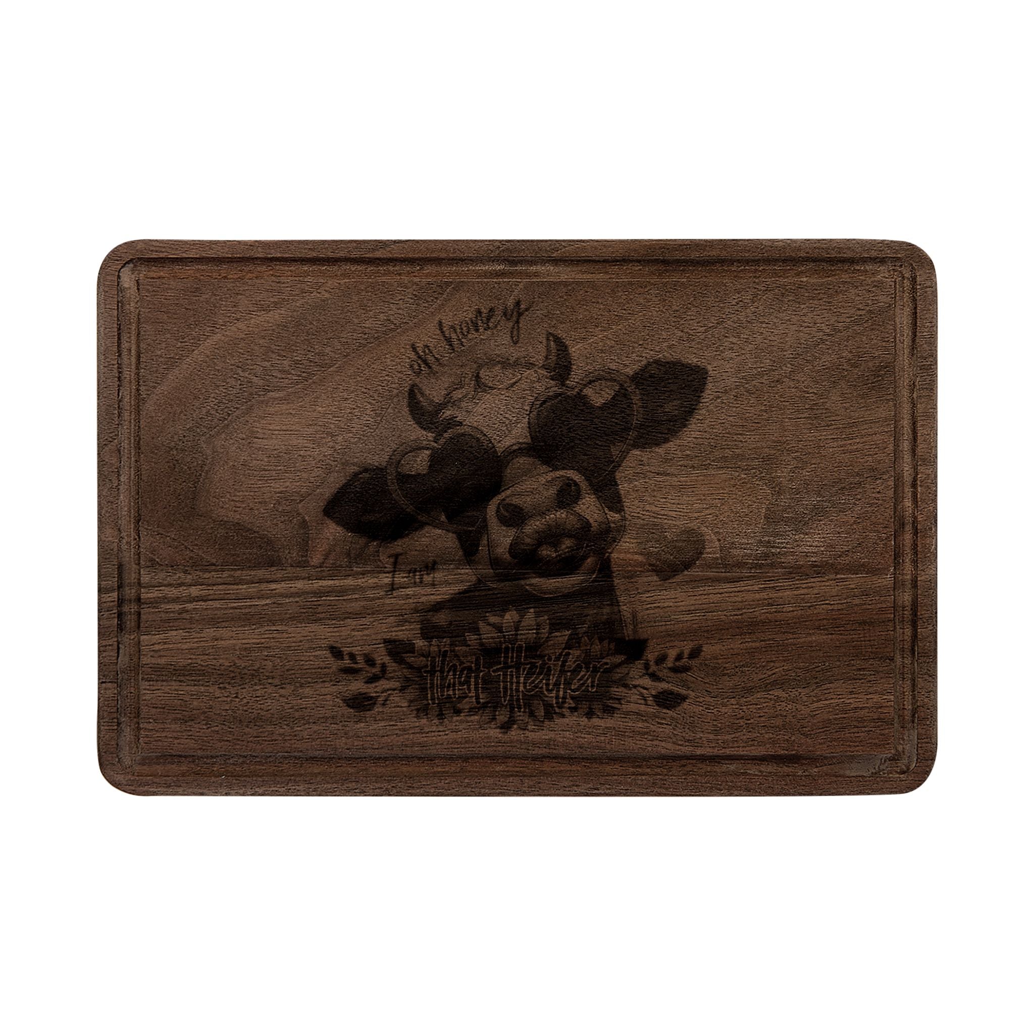Engraved Cow Love Wooden Cutting Board