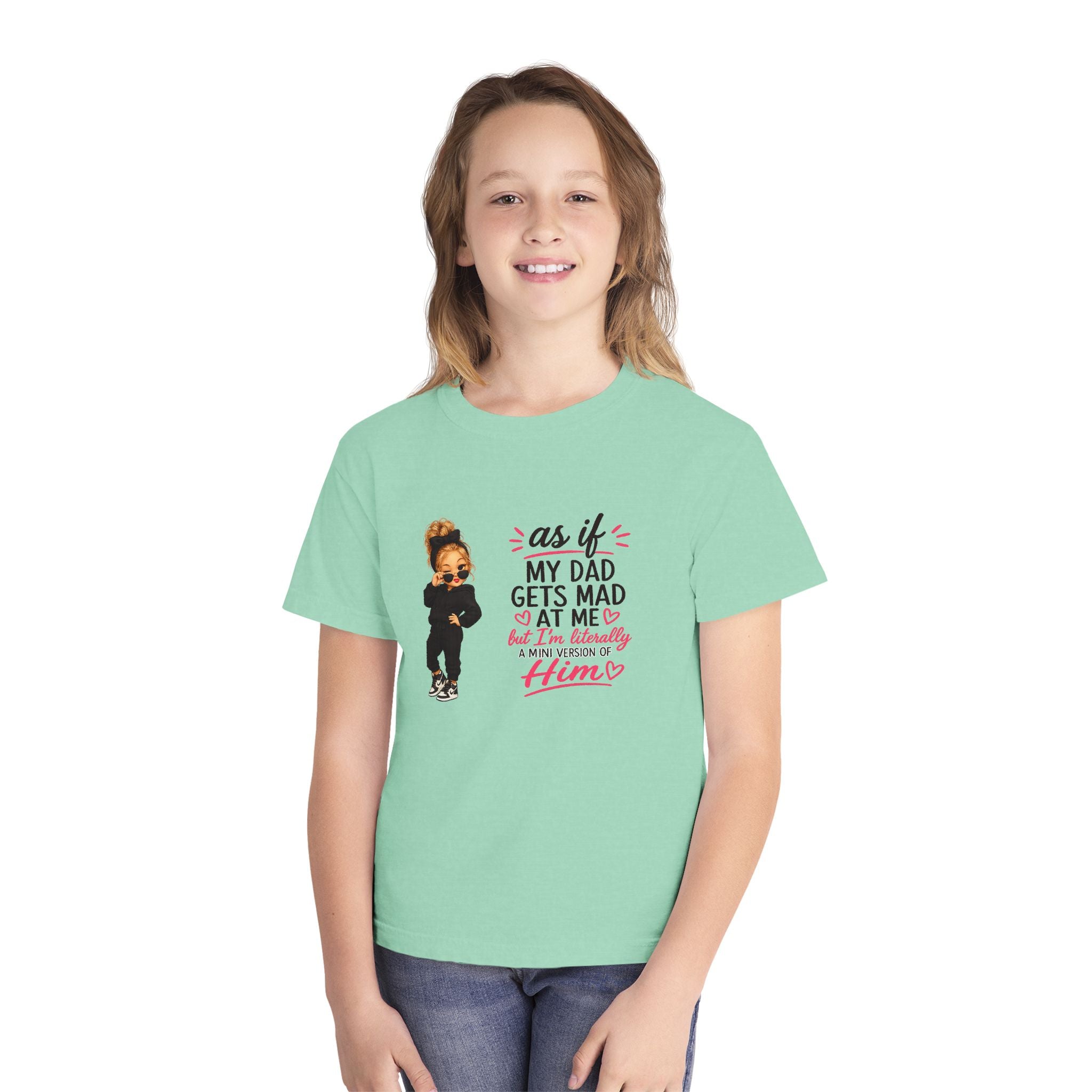 Youth Tee — "As If My Dad Gets Mad at Me" Cute Attitude Kids T‑Shirt