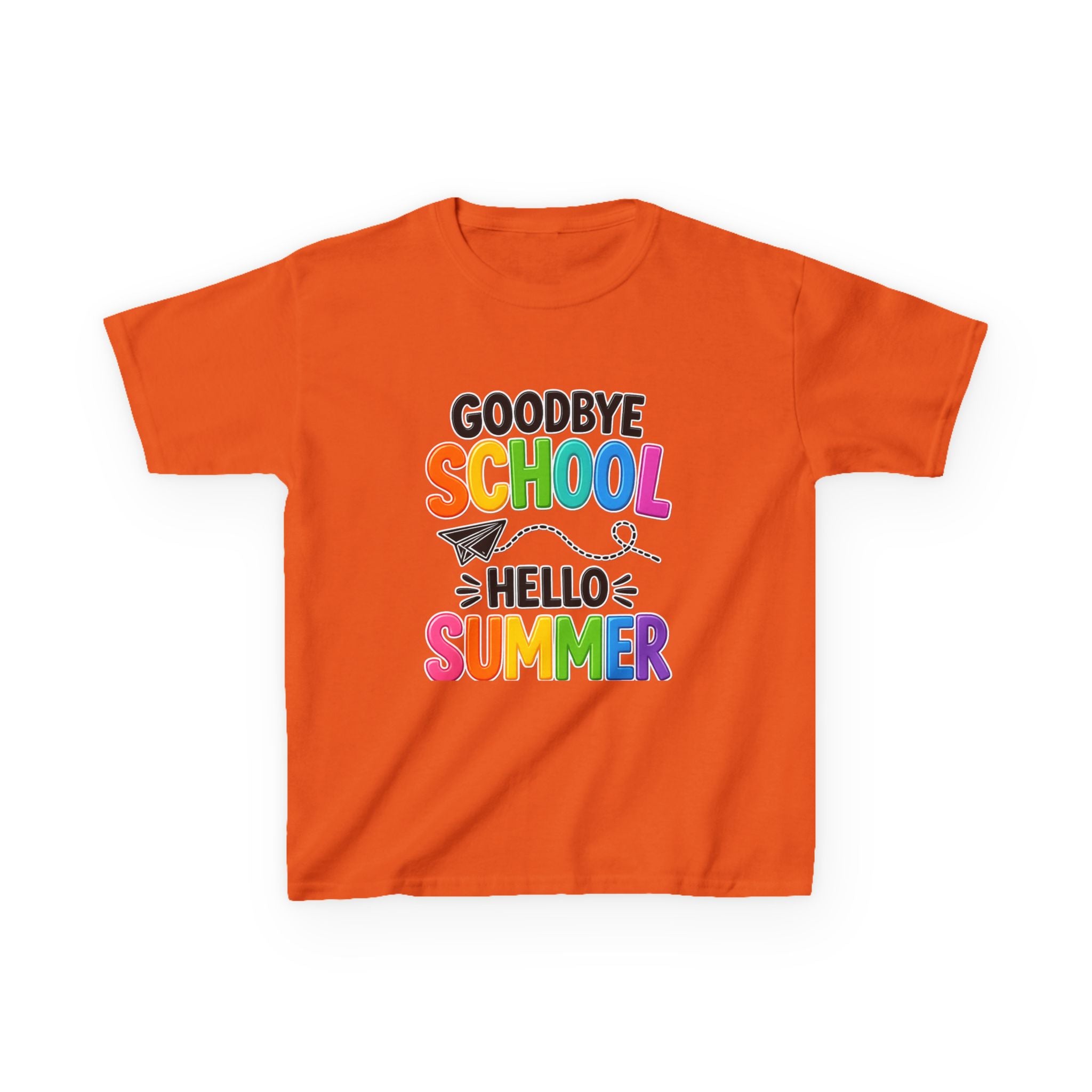 Kids Tee — "Goodbye School, Hello Summer" Colorful End-of-Year Shirt