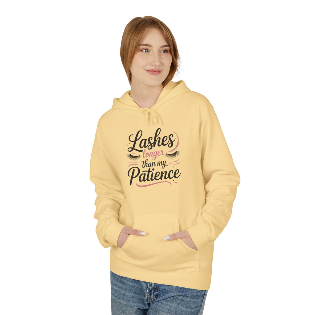 Hoodie — “Lashes to Live By: Patience” Beauty Quote Pullover