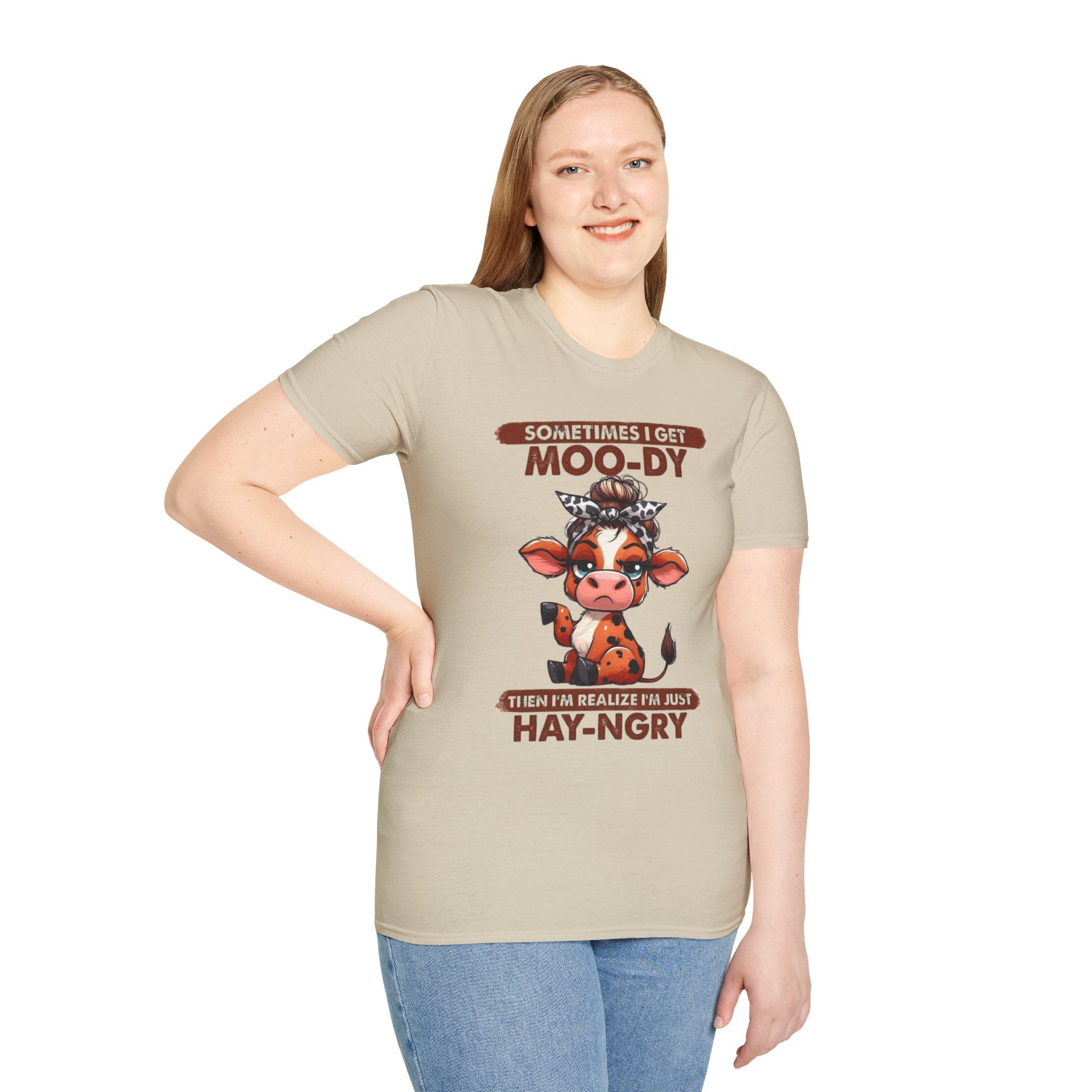 Hay-Ngry Cow T-Shirt — Cute "Sometimes I Get Moo-dy" Graphic Tee