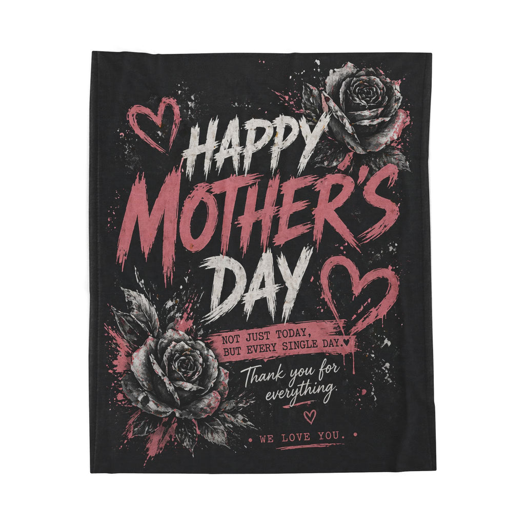 Happy Mother's Day Velveteen Plush Blanket – Thank You for Everything Floral Tribute