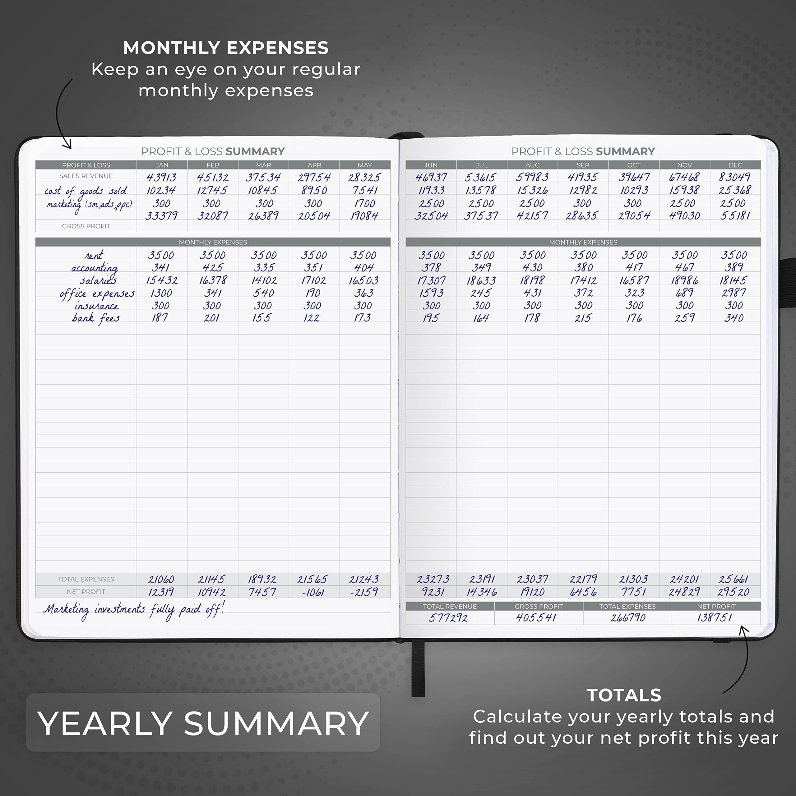 Clever Fox Income & Expense Tracker Large – Accounting & Bookkeeping Ledger Book for Small Business – 2-Year Record Notebook, A4 (Rose Gold)