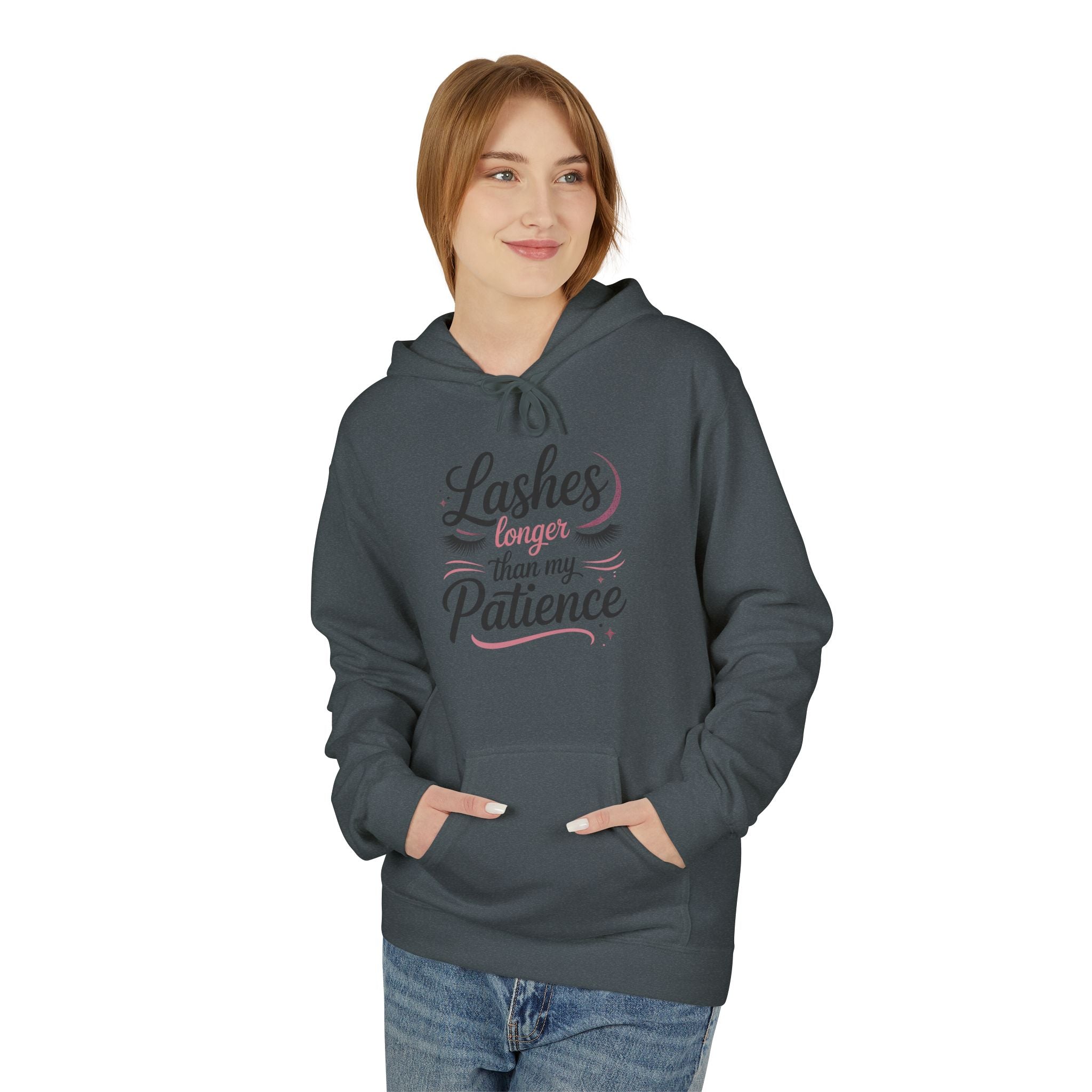 Hoodie — “Lashes to Live By: Patience” Beauty Quote Pullover