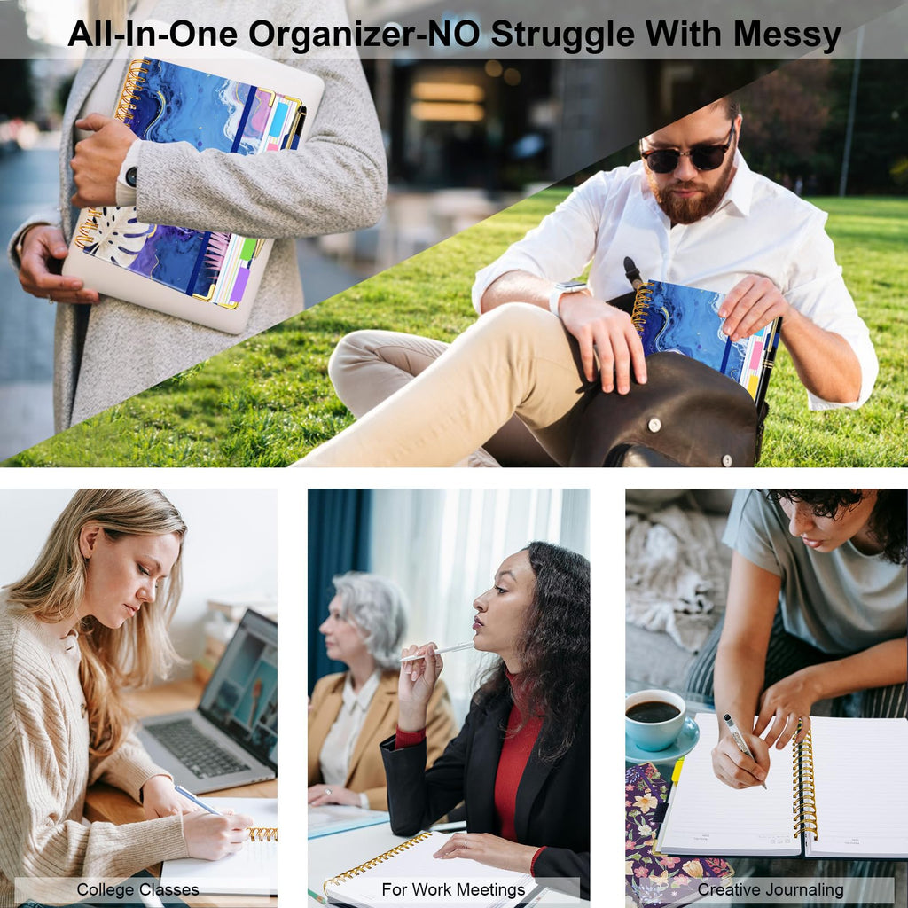 Spiral Journal Notebooks for Work, 300 Pages 5 Subject Notebook College Ruled with Dividers & Tabs, 8''x 10'' Large Notebook Journal for Women Students Note-Taking and Organizer